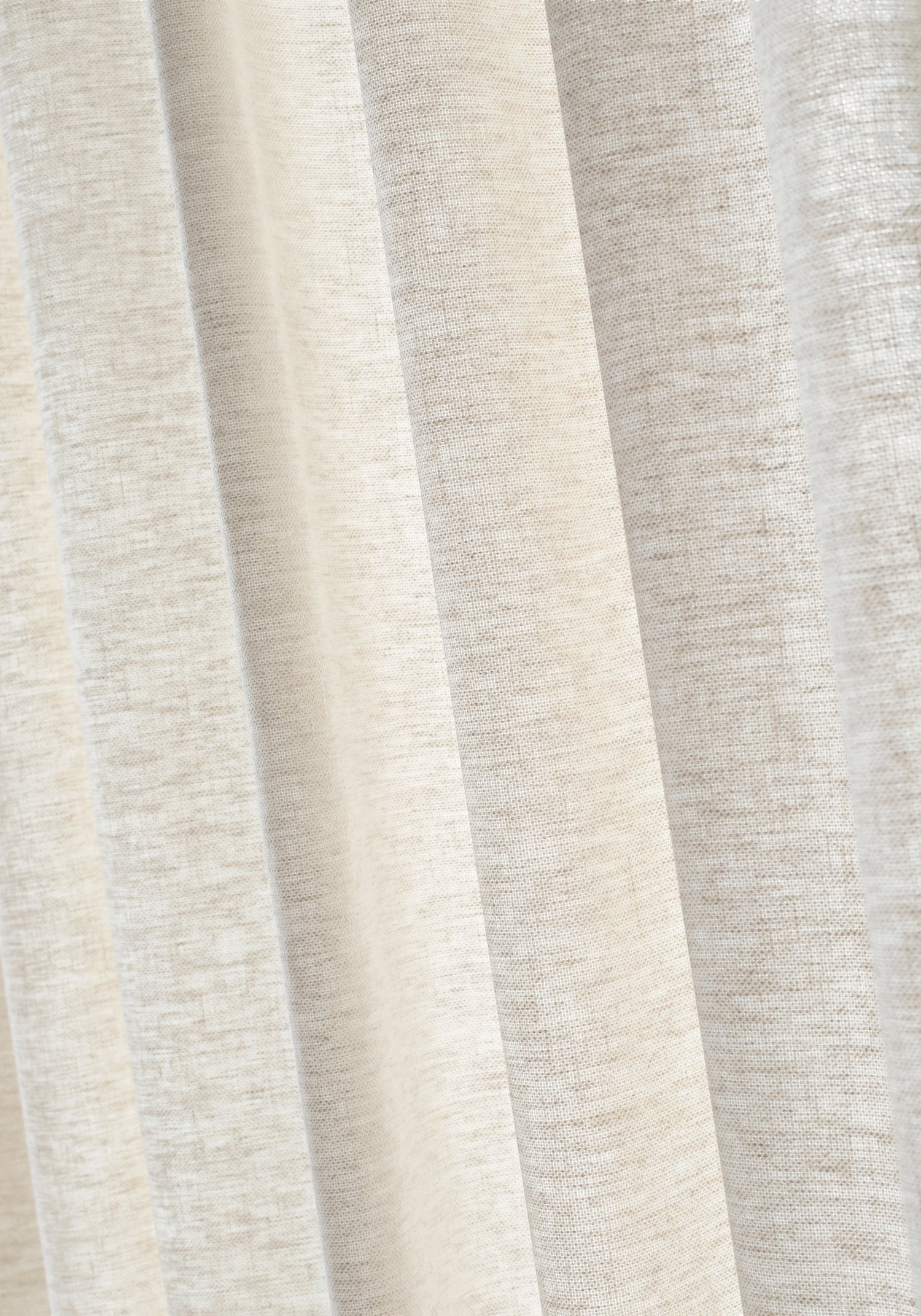 Detail of Dawn Linen wide woven fabric draperies, of the Palisades woven fabric collection, in waterfall color - pattern number W74203