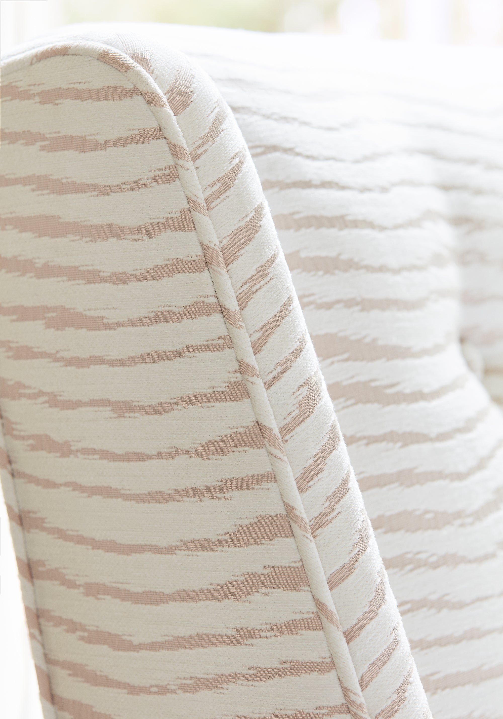 Detailed view of Capri woven fabric in blush color - pattern number W789150 by Thibaut in the Reverie collection