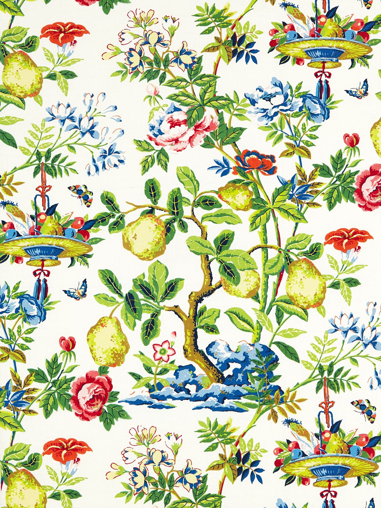 Shantung Garden Cotton Print fabric in bloom color - pattern number SC 000116583 - by Scalamandre in the Scalamandre Fabrics Book 1 collection