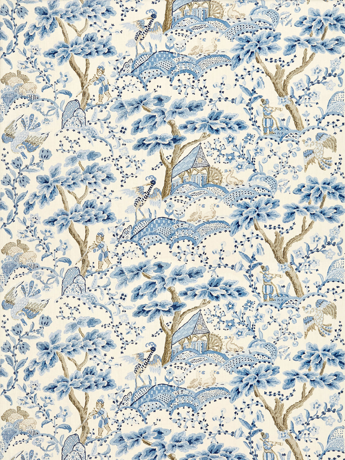 Kelmescott Hand Block Print fabric in porcelain color - pattern number SC 000116590 - by Scalamandre in the Scalamandre Fabrics Book 1 collection