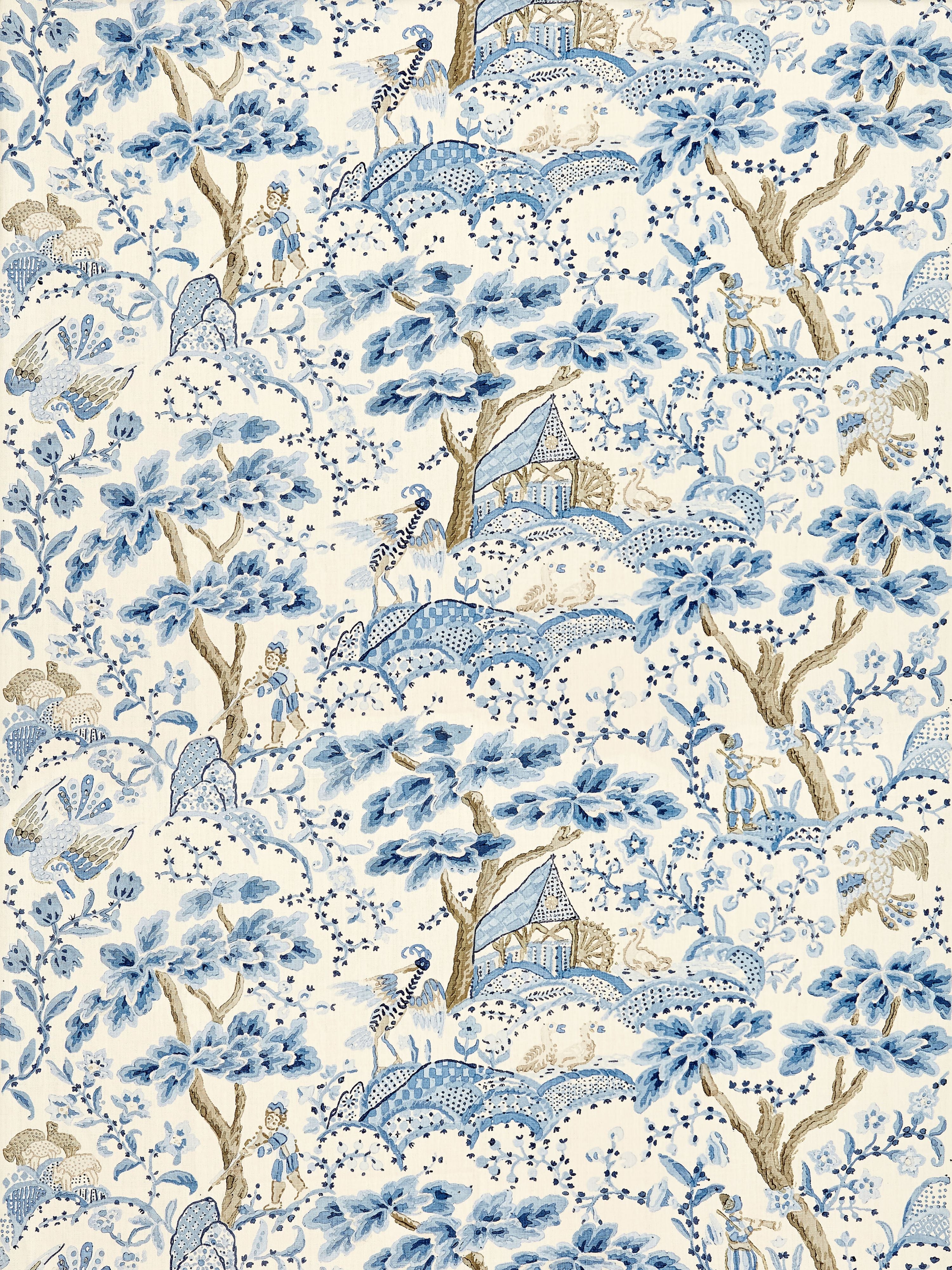 Kelmescott Hand Block Print fabric in porcelain color - pattern number SC 000116590 - by Scalamandre in the Scalamandre Fabrics Book 1 collection