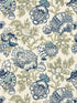 Canterbury Linen Print fabric in oyster and indigo color - pattern number SC 000116593 - by Scalamandre in the Scalamandre Fabrics Book 1 collection