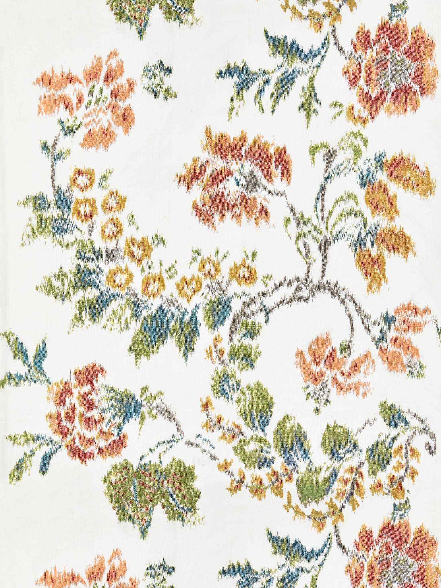 Kew Gardens Warp Print fabric in multi on ivory color - pattern number SC 000116611 - by Scalamandre in the Scalamandre Fabrics Book 1 collection