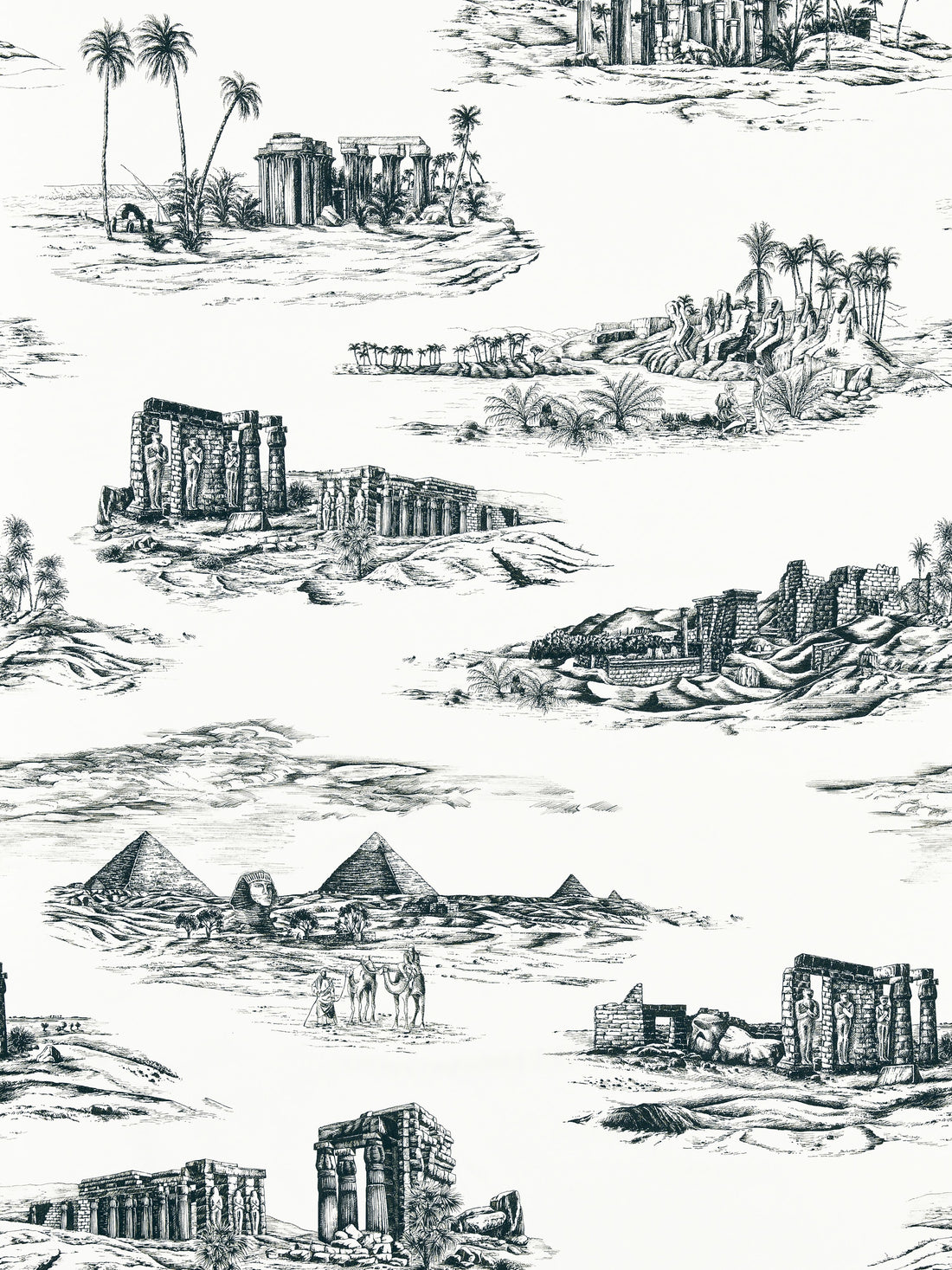 Cairo Toile fabric in ink color - pattern number SC 000116635 - by Scalamandre in the Scalamandre Fabrics Book 1 collection