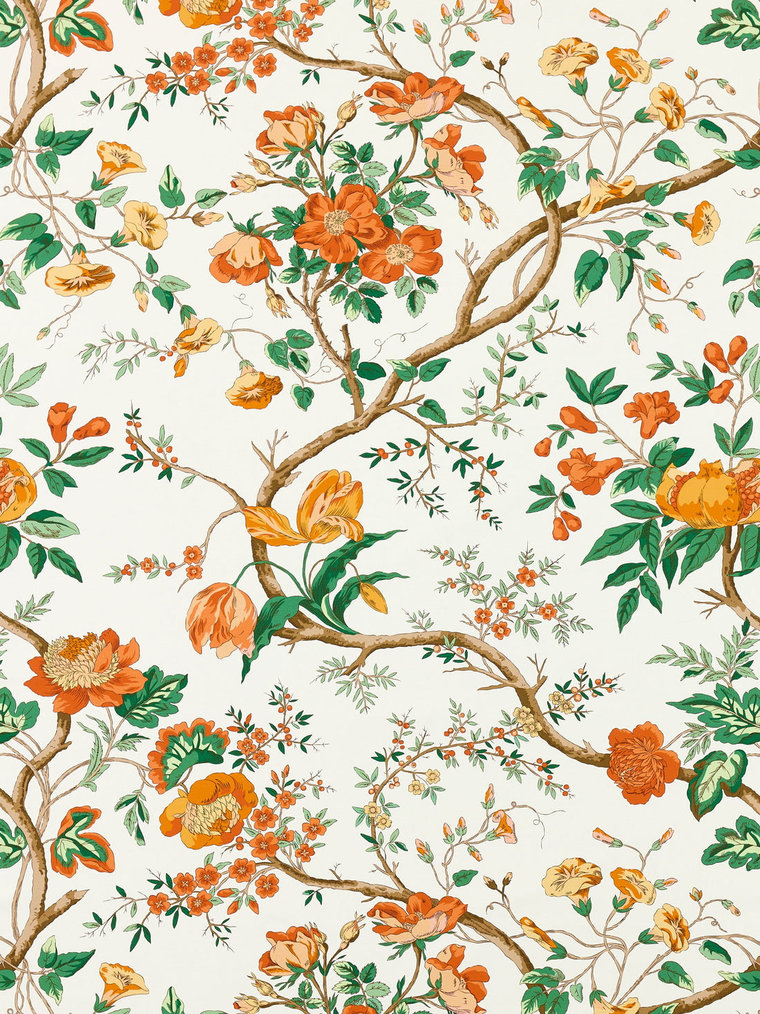 Persephone Print fabric in persimmon color - pattern number SC 000116651 - by Scalamandre in the Scalamandre Fabrics Book 1 collection