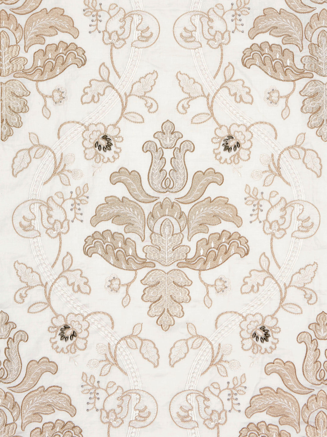 Isabella Embroidery fabric in champagne color - pattern number SC 000127033 - by Scalamandre in the Scalamandre Fabrics Book 1 collection