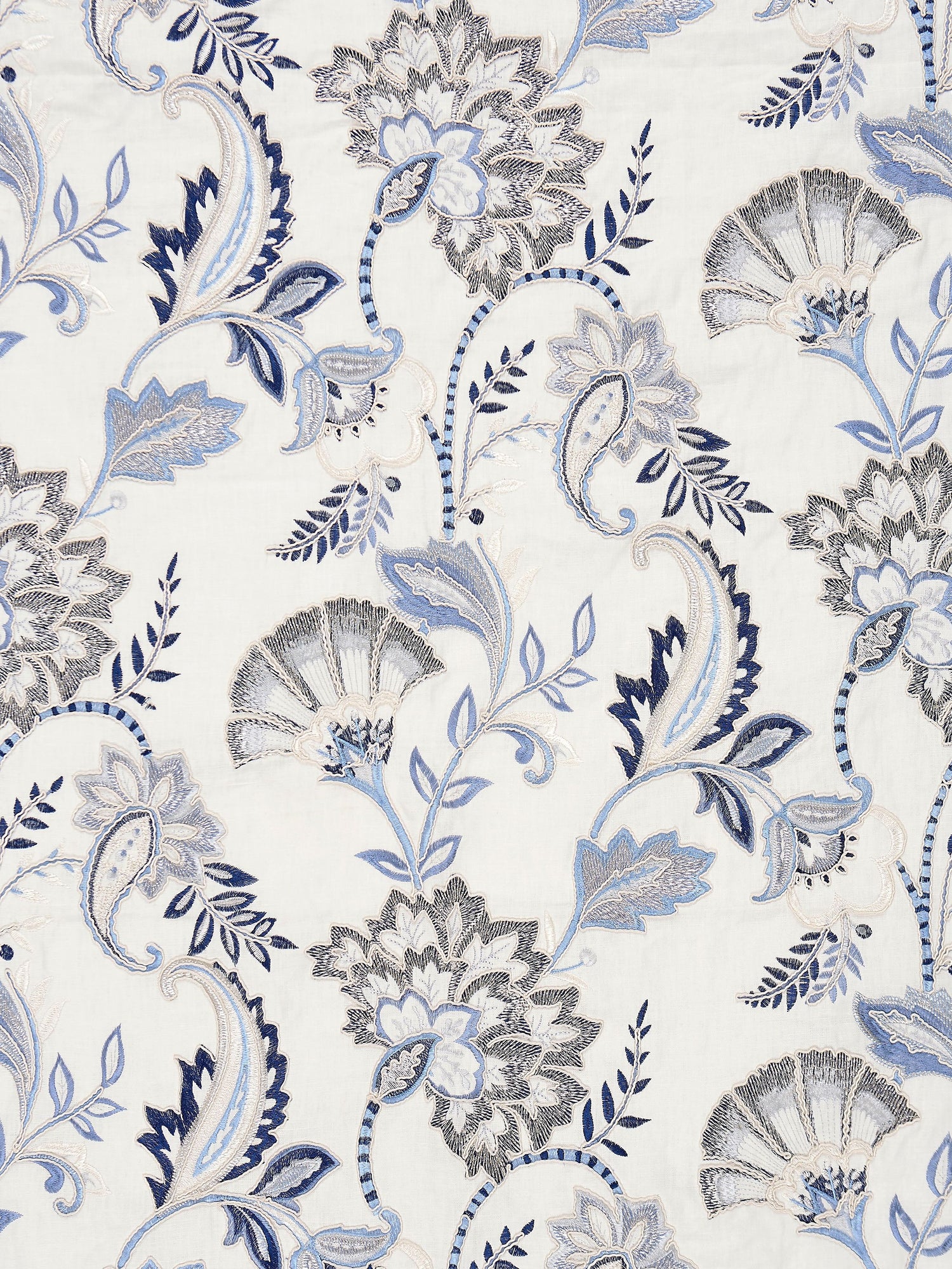 Adara Embroidery fabric in delft color - pattern number SC 000127036 - by Scalamandre in the Scalamandre Fabrics Book 1 collection