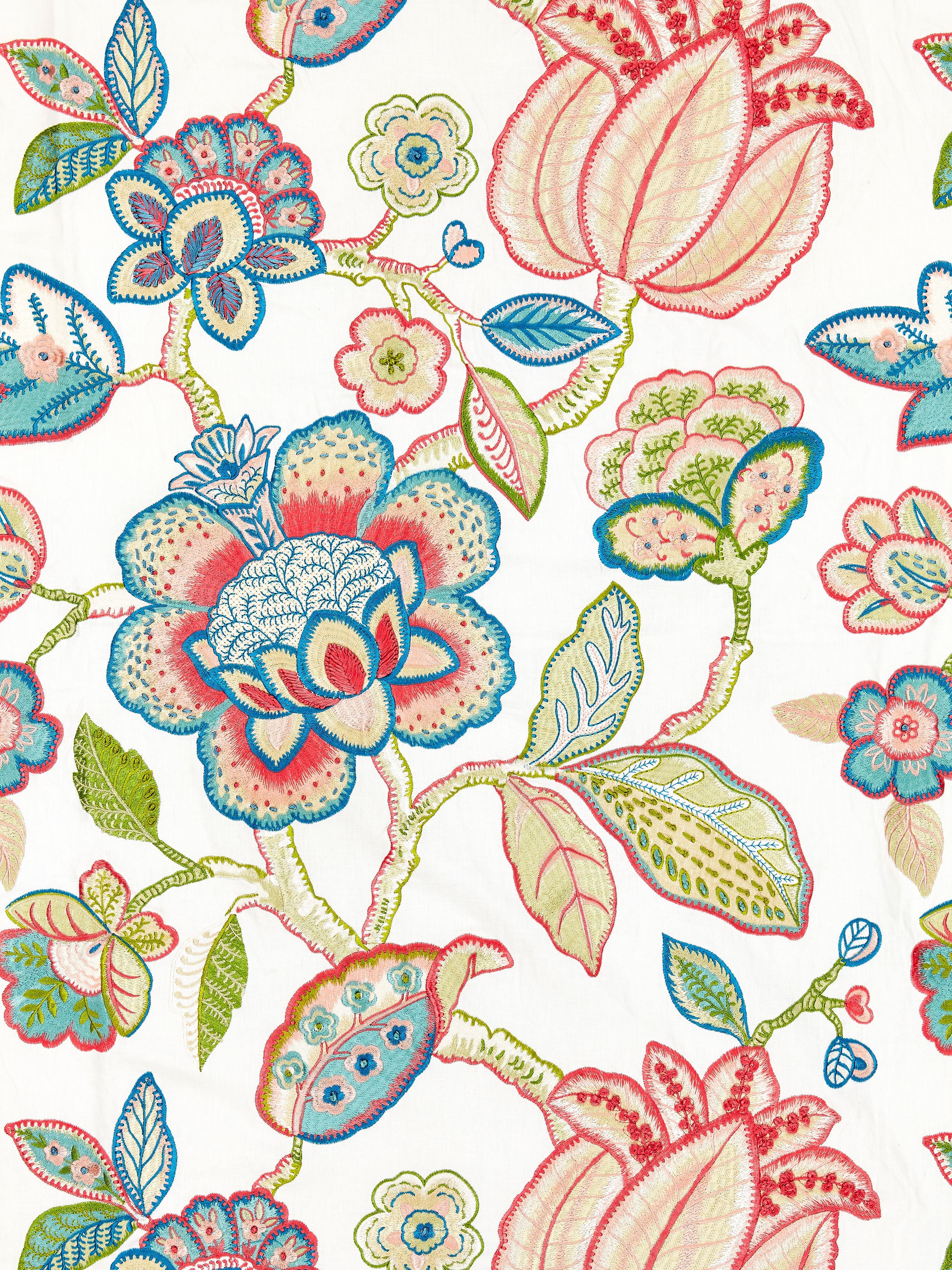 Coromandel Embroidery fabric in bloom color - pattern number SC 000127126 - by Scalamandre in the Scalamandre Fabrics Book 1 collection