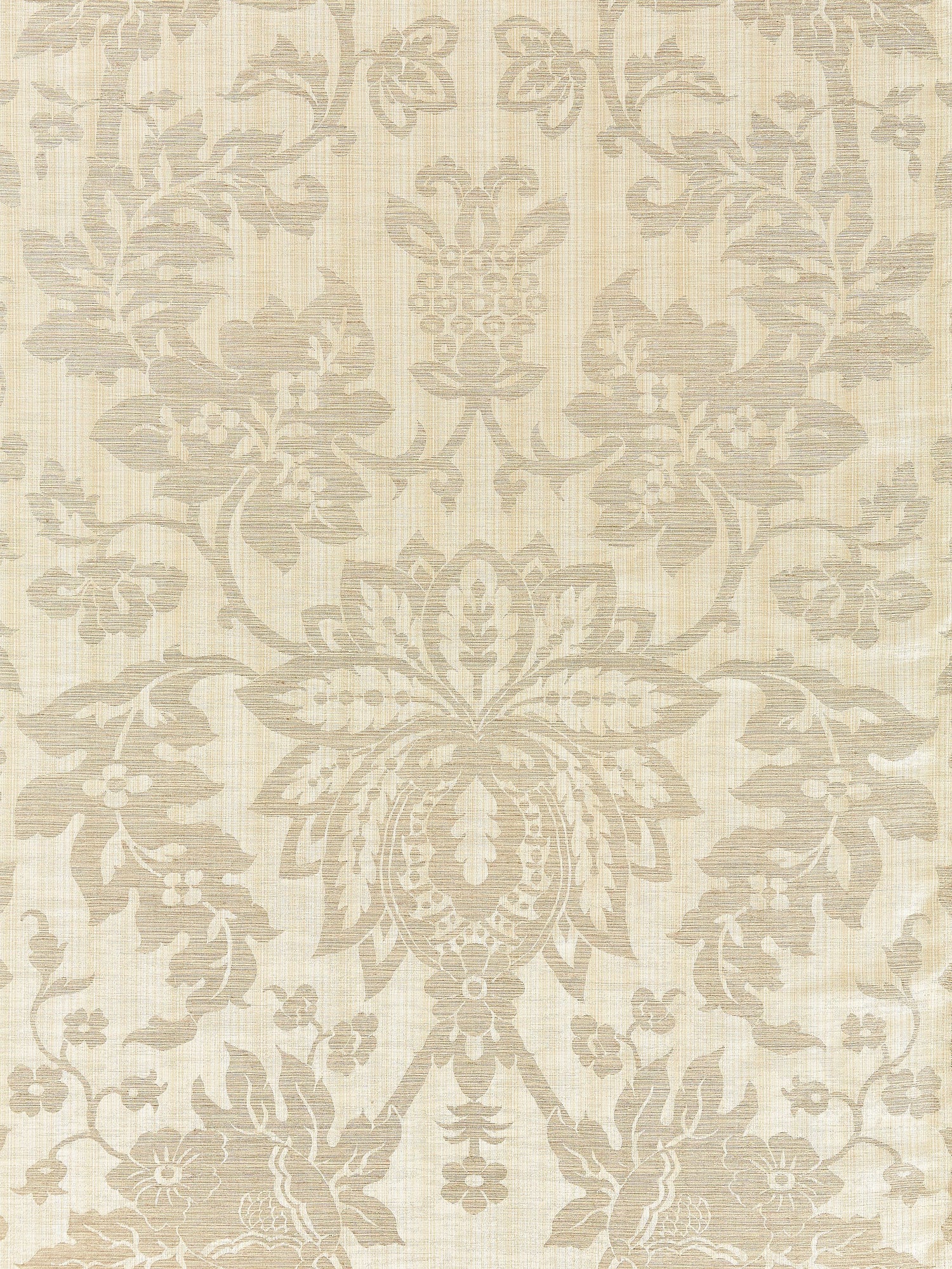 Metalline Damask fabric in champagne color - pattern number SC 000127136 - by Scalamandre in the Scalamandre Fabrics Book 1 collection