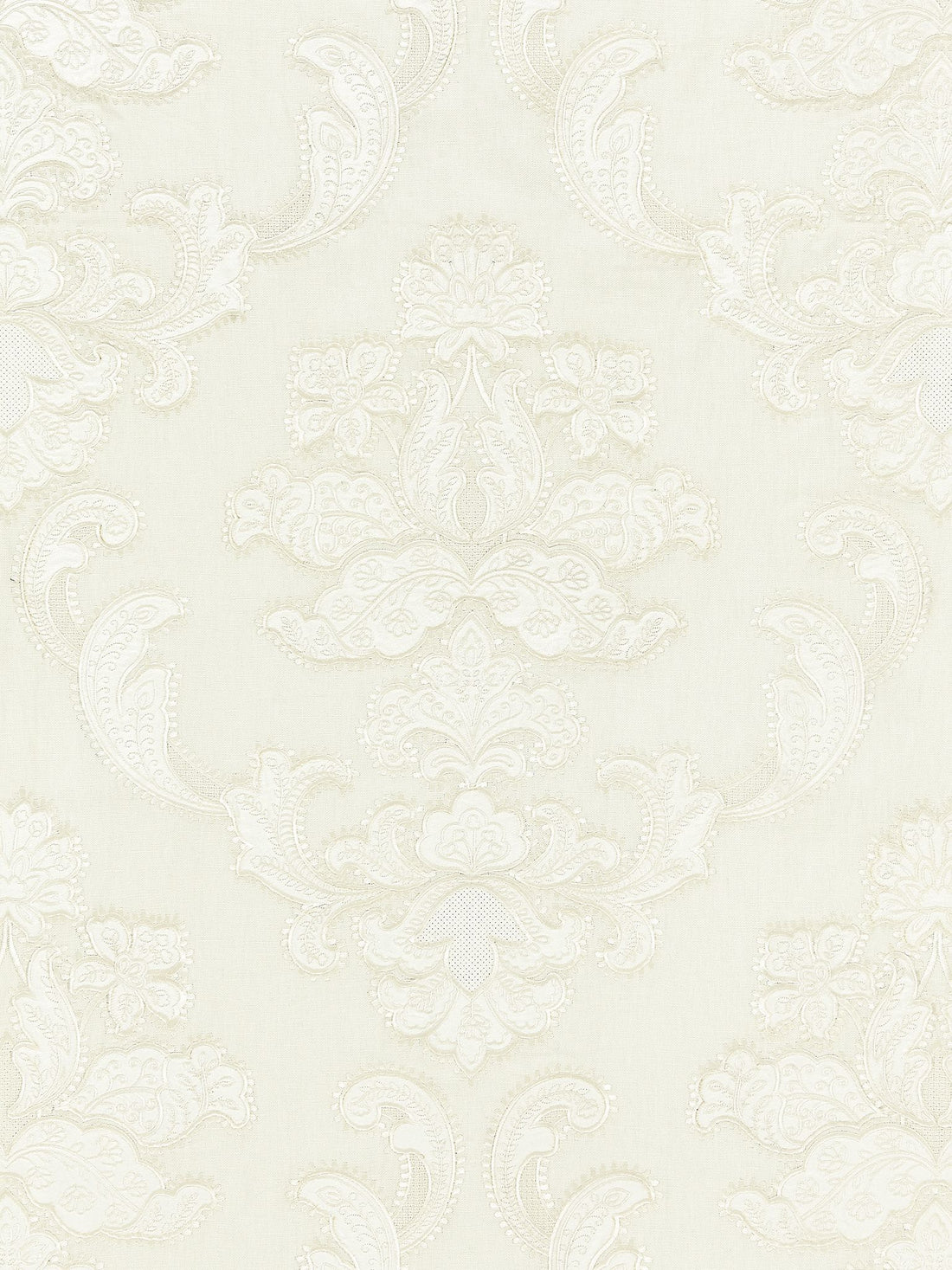 Cornelia Damask Embroidery fabric in ivory color - pattern number SC 000127160 - by Scalamandre in the Scalamandre Fabrics Book 1 collection