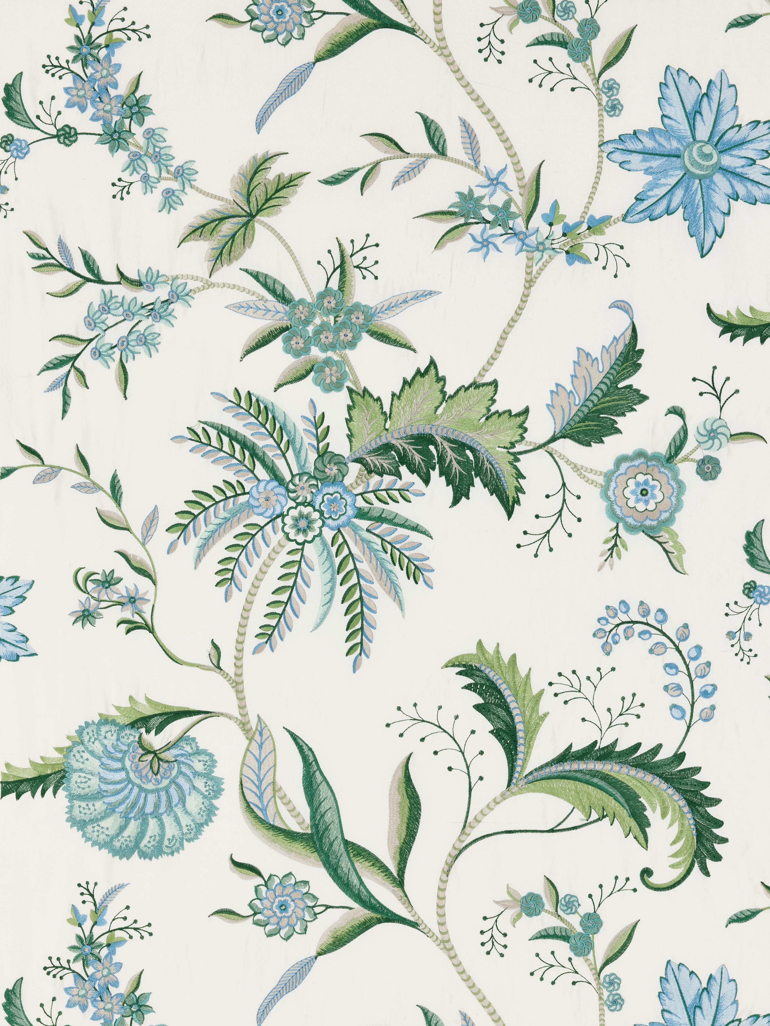 Seraphine Embroidered Silk fabric in meadow color - pattern number SC 000127325 - by Scalamandre in the Scalamandre Fabrics Book 1 collection