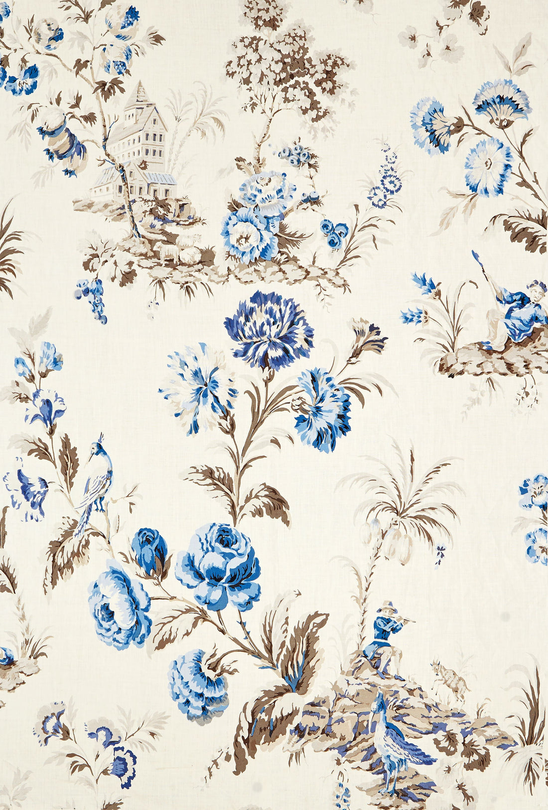Somerset Linen Print fabric in porcelain color - pattern number SC 000216584 - by Scalamandre in the Scalamandre Fabrics Book 1 collection