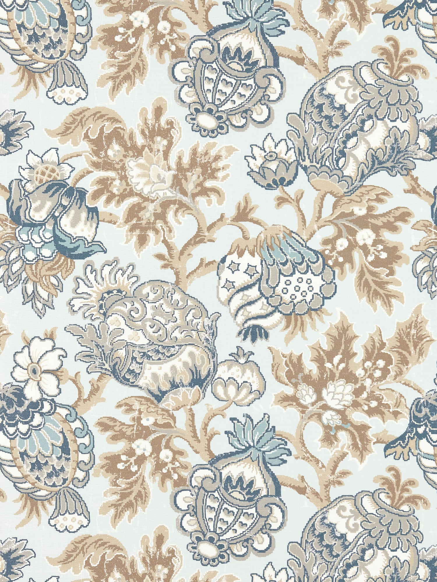 Canterbury Linen Print fabric in sky color - pattern number SC 000216593 - by Scalamandre in the Scalamandre Fabrics Book 1 collection