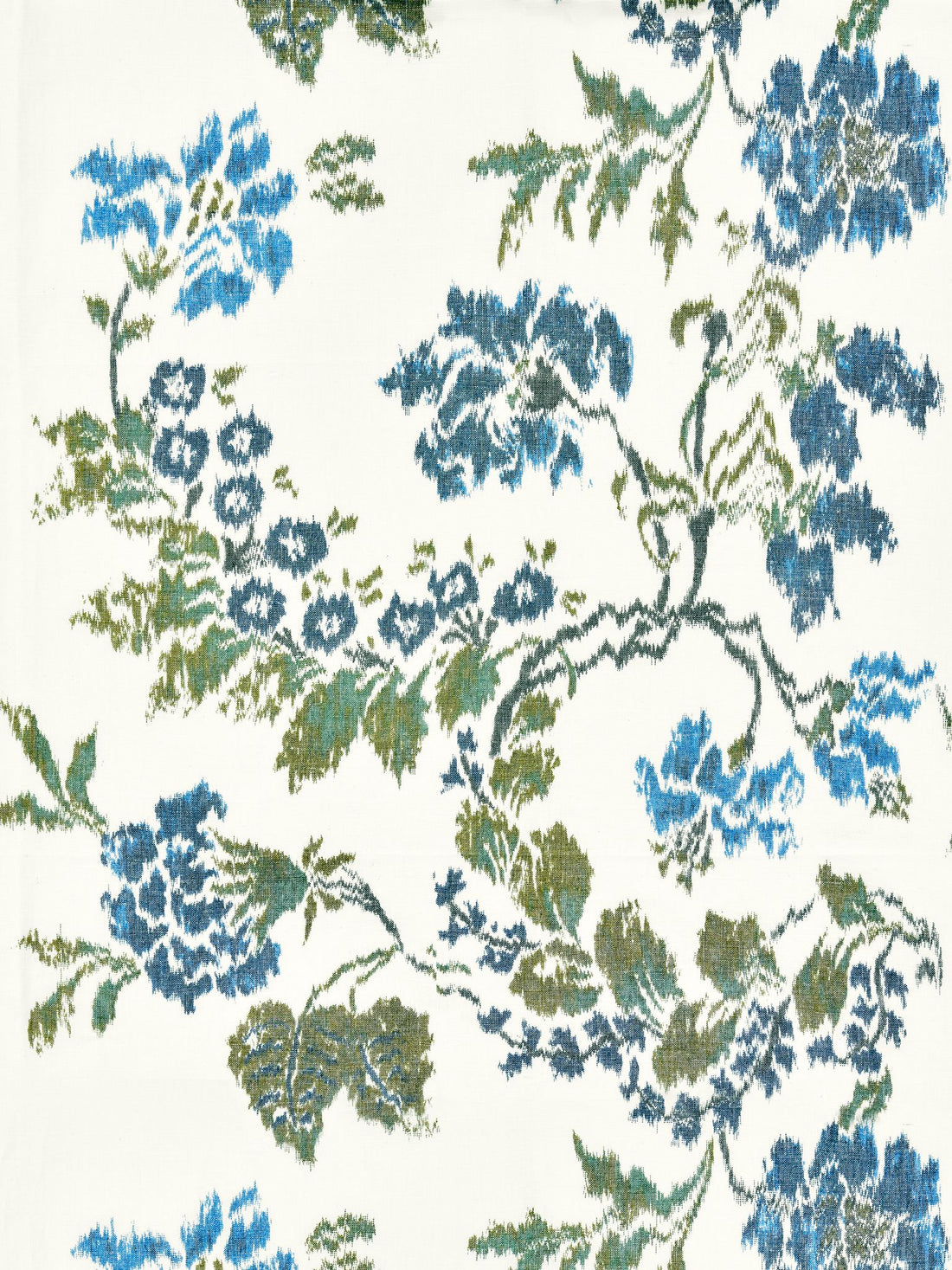 Kew Gardens Warp Print fabric in blues on ivory color - pattern number SC 000216611 - by Scalamandre in the Scalamandre Fabrics Book 1 collection