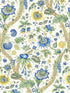 Fleurs Tropicales fabric in blue and gold color - pattern number SC 000216647 - by Scalamandre in the Scalamandre Fabrics Book 1 collection