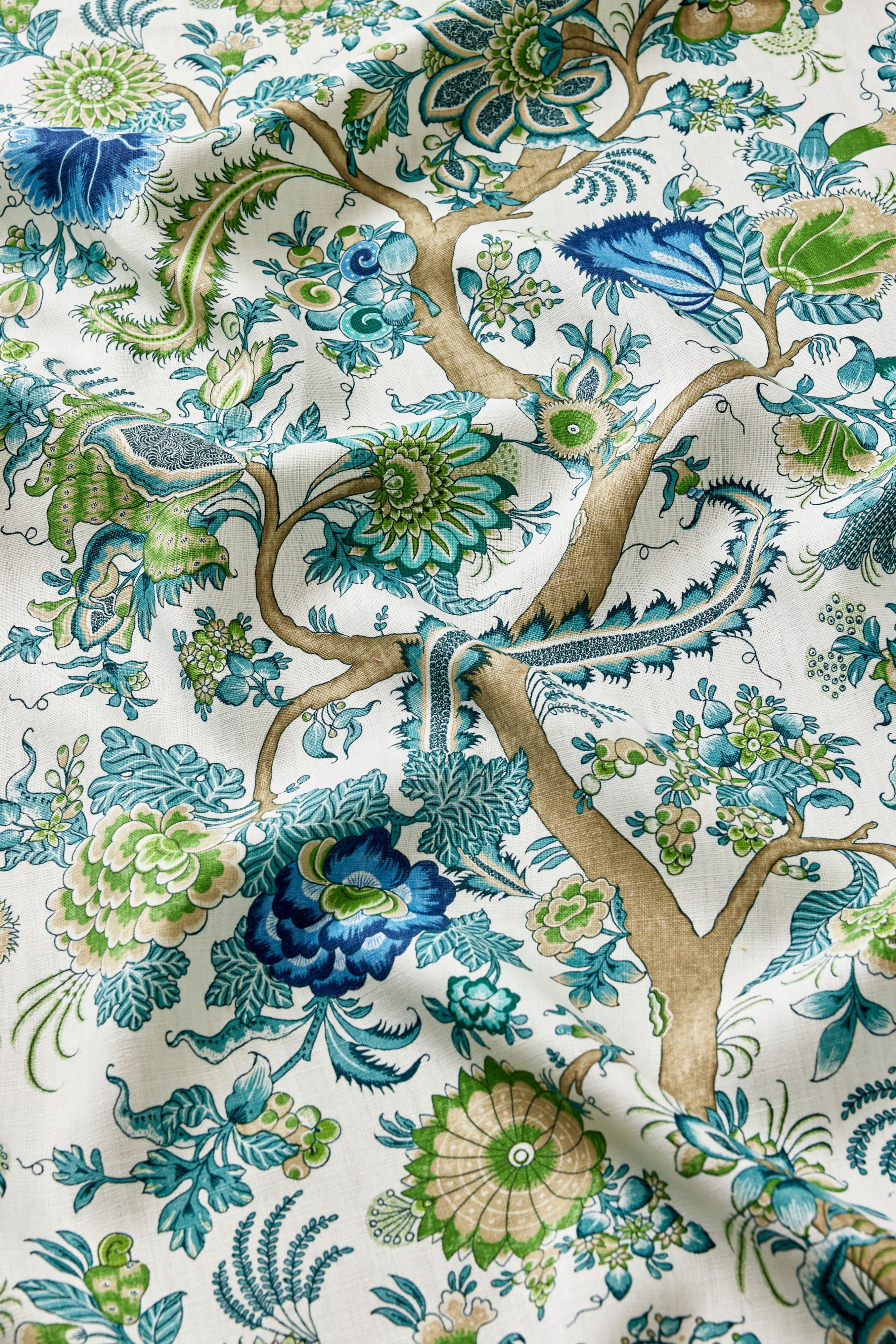 Metropolitan Palampore Print fabric in aegean color - pattern number SC 000216649 - by Scalamandre in the Scalamandre Fabrics Book 1 collection