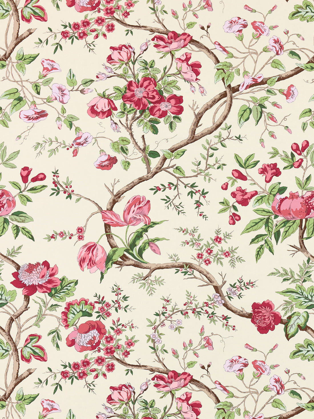 Persephone Print fabric in heirloom rose color - pattern number SC 000216651 - by Scalamandre in the Scalamandre Fabrics Book 1 collection