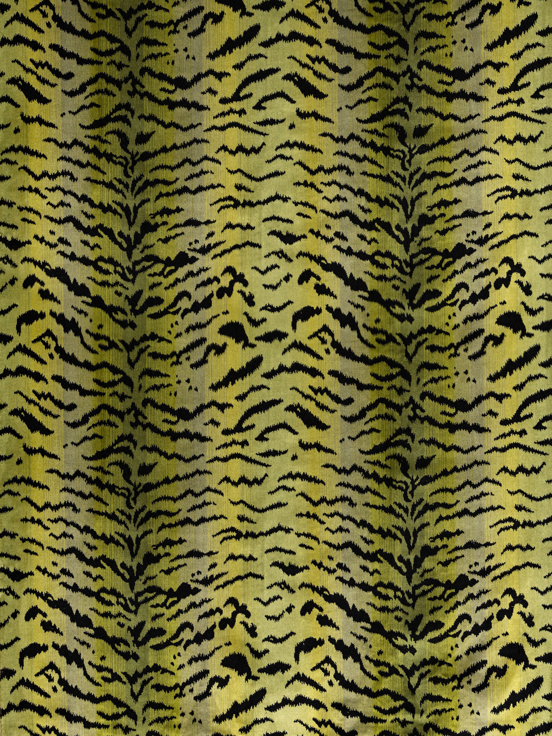 Tigre Silk fabric in greens and black color - pattern number SC 000226167MM - by Scalamandre in the Scalamandre Fabrics Book 1 collection