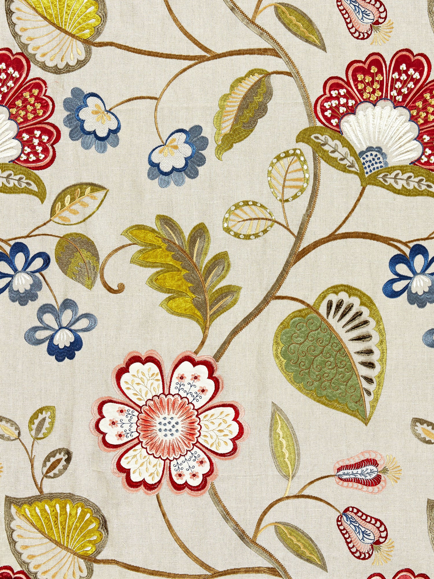 Willowood Embroidery fabric in bloom color - pattern number SC 000227071 - by Scalamandre in the Scalamandre Fabrics Book 1 collection