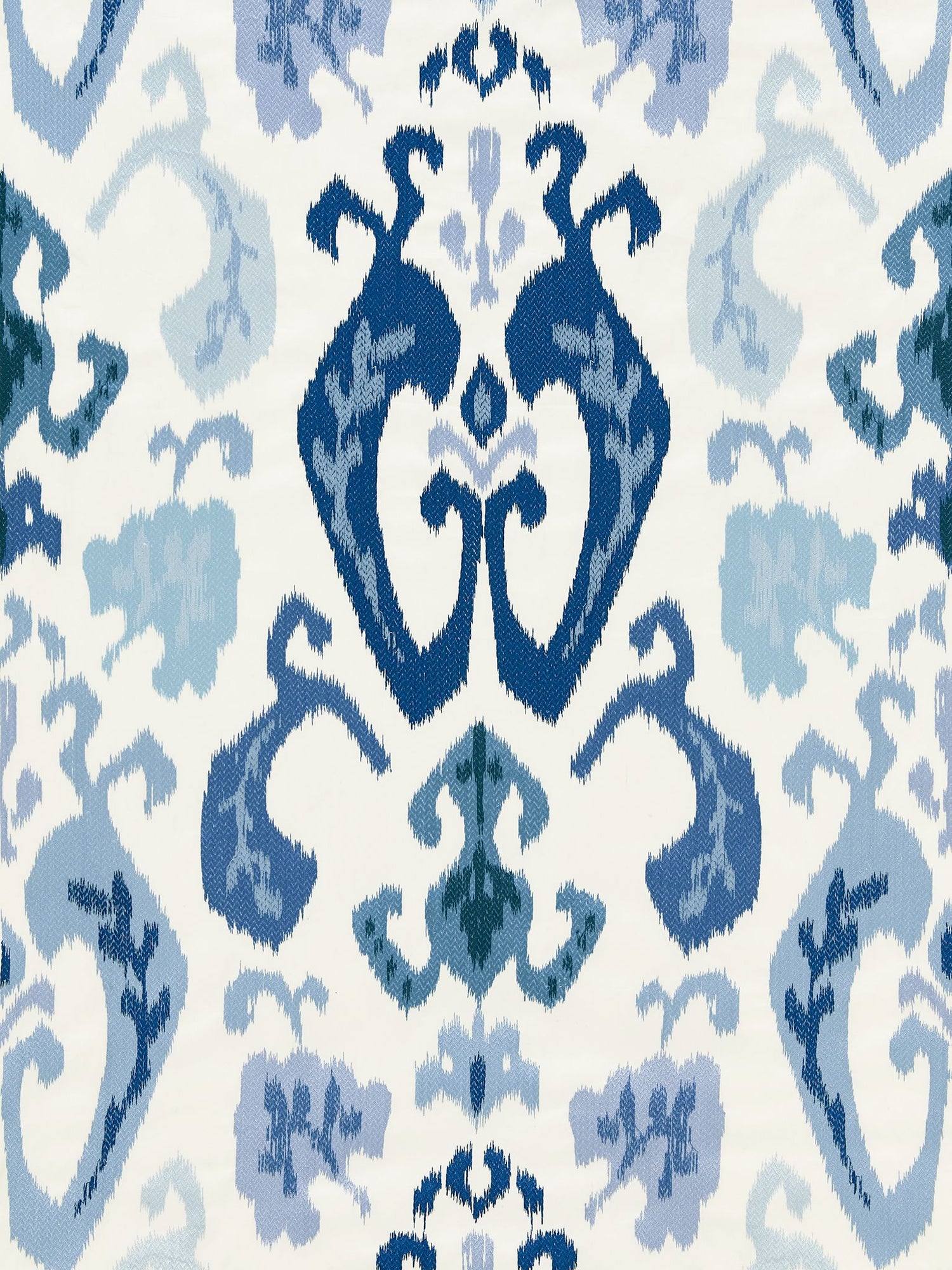 Mandalay Ikat Embroidery fabric in porcelain color - pattern number SC 000227172 - by Scalamandre in the Scalamandre Fabrics Book 1 collection