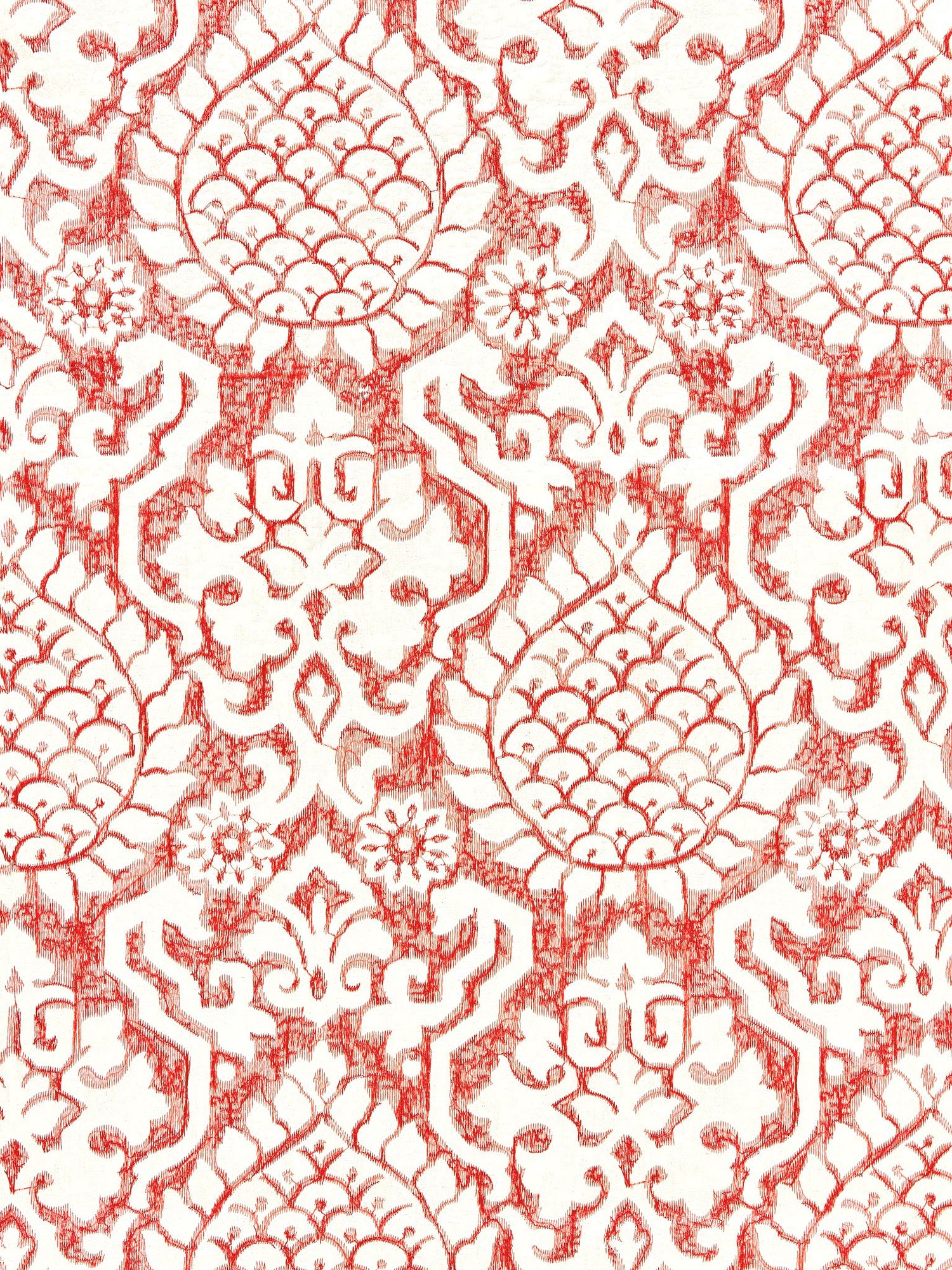Surat Embroidery fabric in coral color - pattern number SC 000227217 - by Scalamandre in the Scalamandre Fabrics Book 1 collection