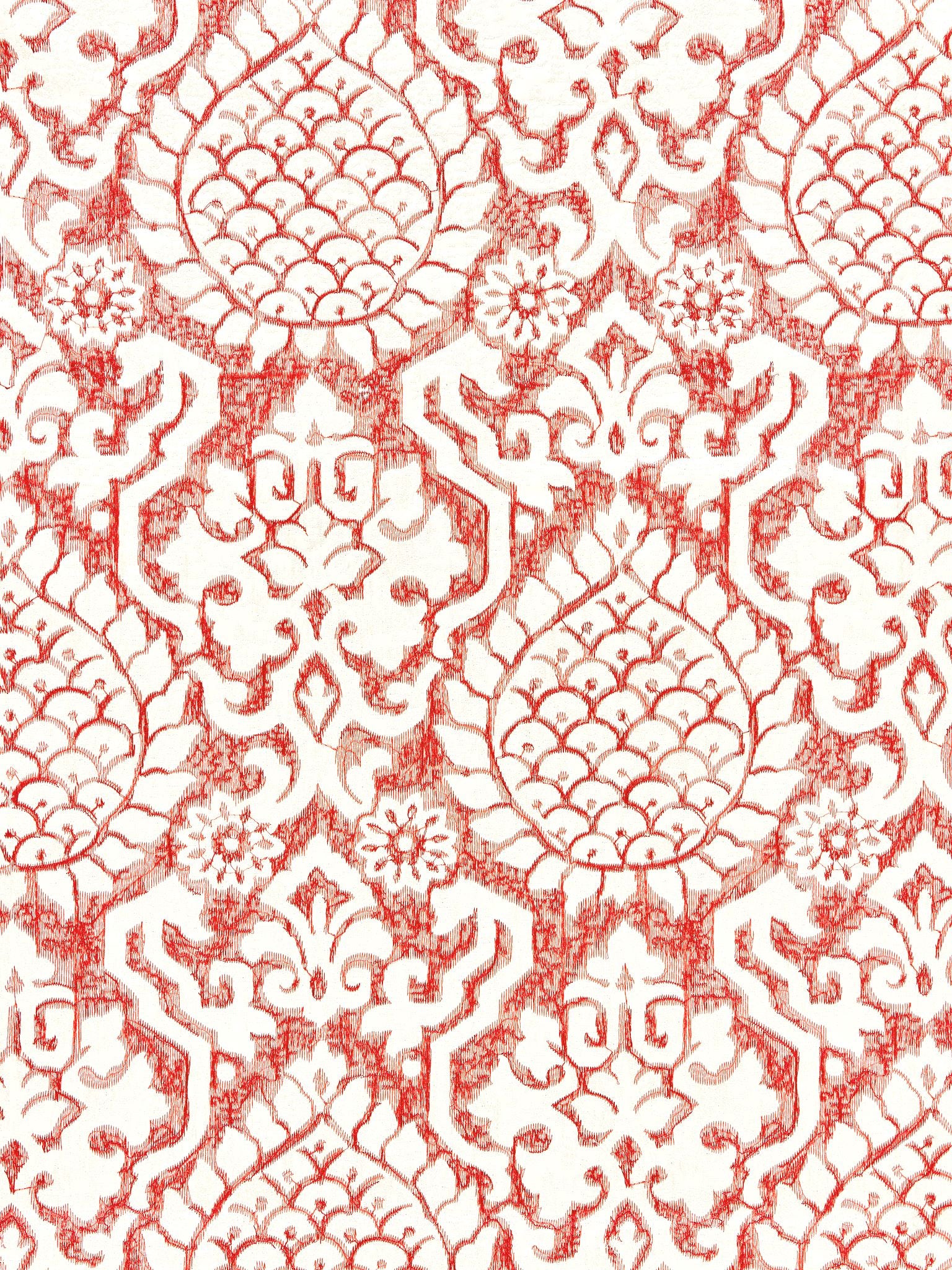 Surat Embroidery fabric in coral color - pattern number SC 000227217 - by Scalamandre in the Scalamandre Fabrics Book 1 collection