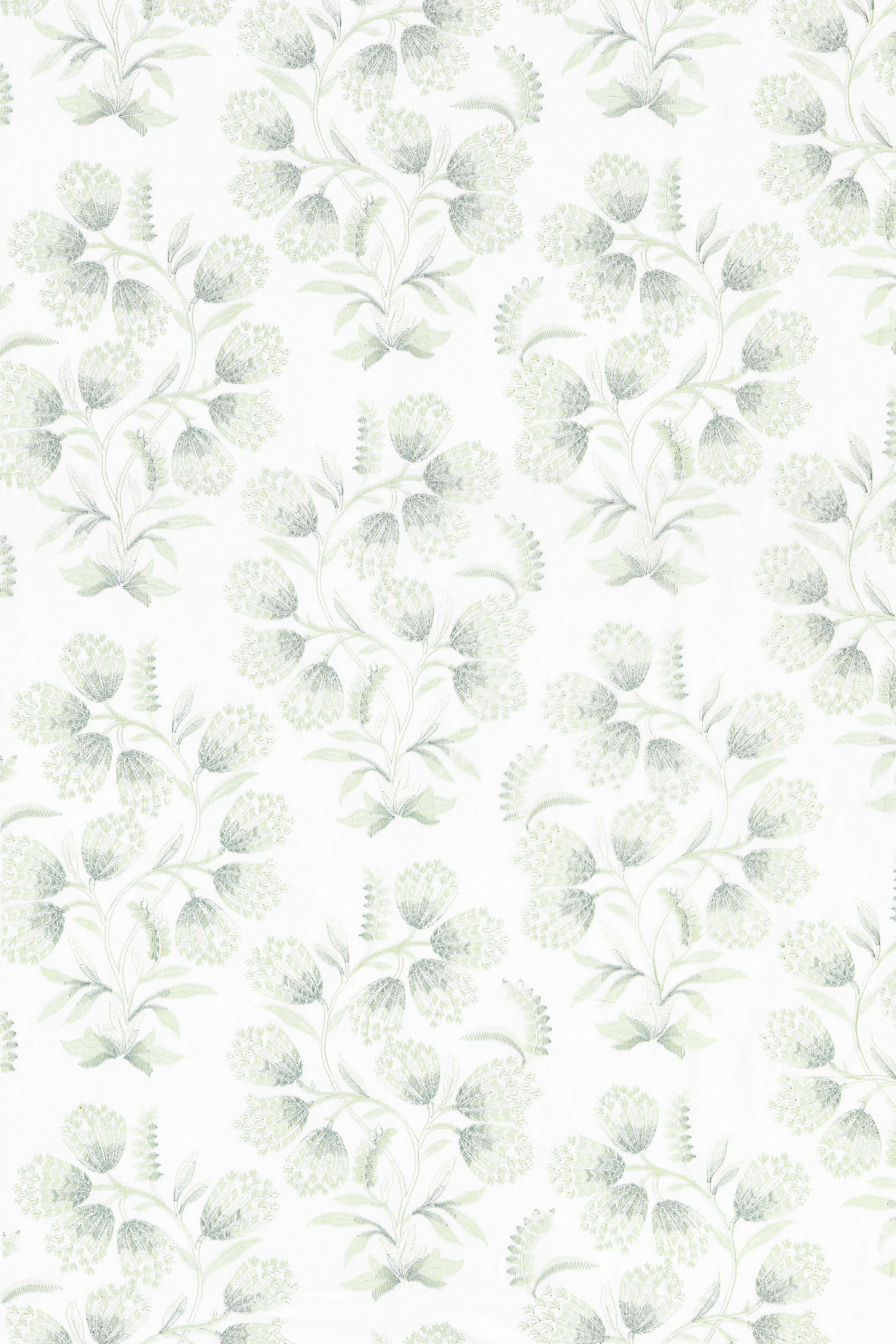 Hana Embroidery fabric in eucalyptus color - pattern number SC 000227233 - by Scalamandre in the Scalamandre Fabrics Book 1 collection