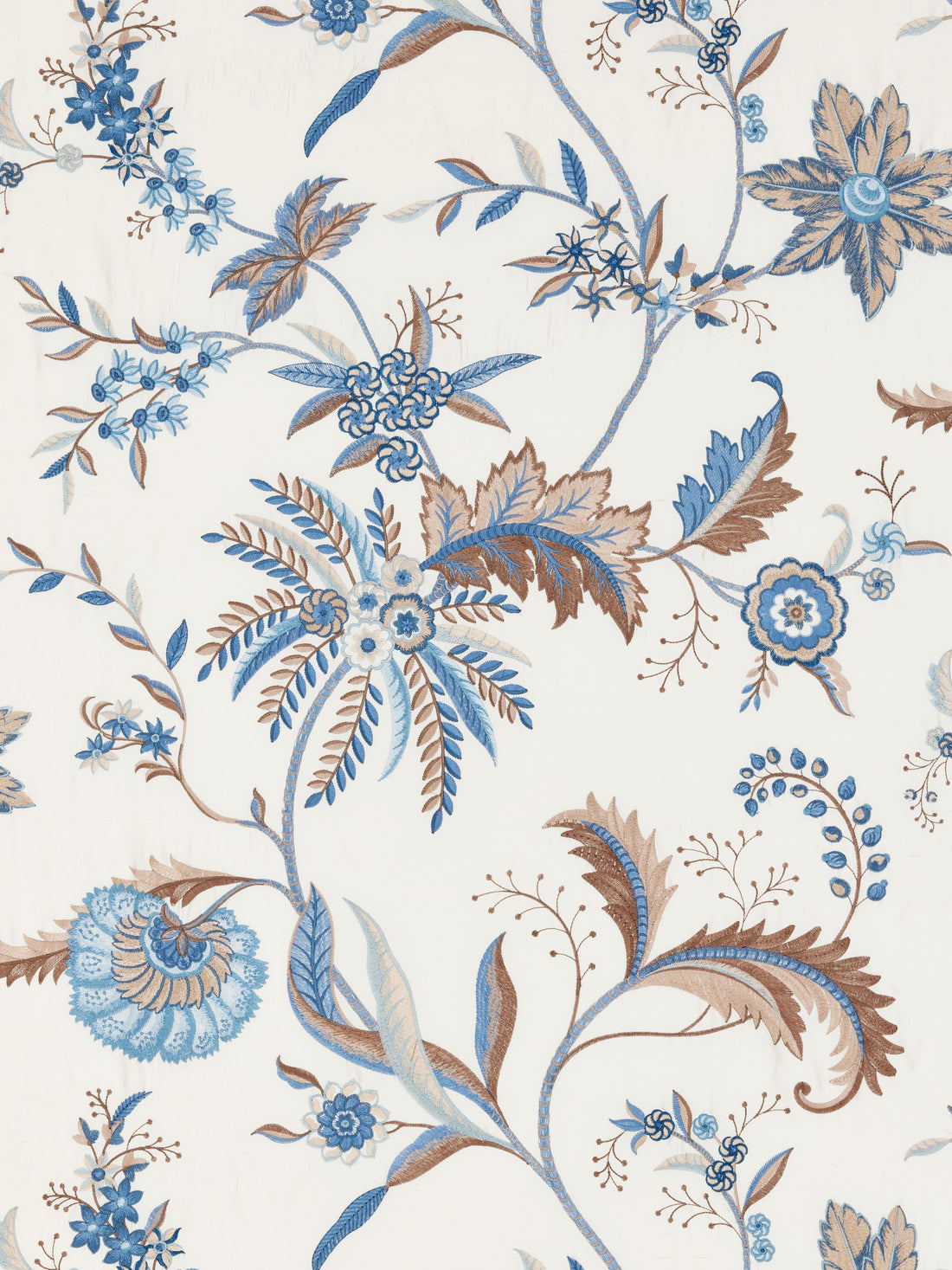 Seraphine Embroidered Silk fabric in sky and stone color - pattern number SC 000227325 - by Scalamandre in the Scalamandre Fabrics Book 1 collection