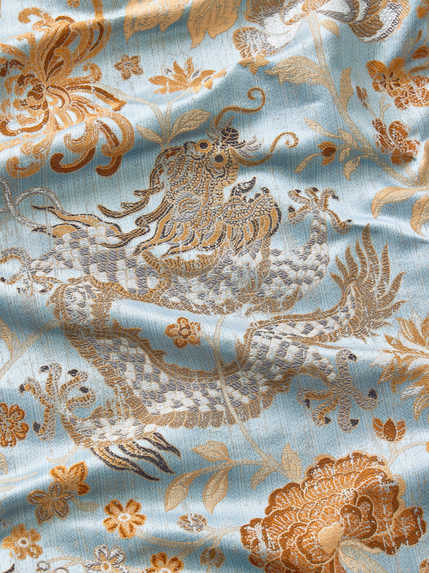Dragon Tableau fabric in copper sky color - pattern number SC 000227327 - by Scalamandre in the Scalamandre Fabrics Book 1 collection