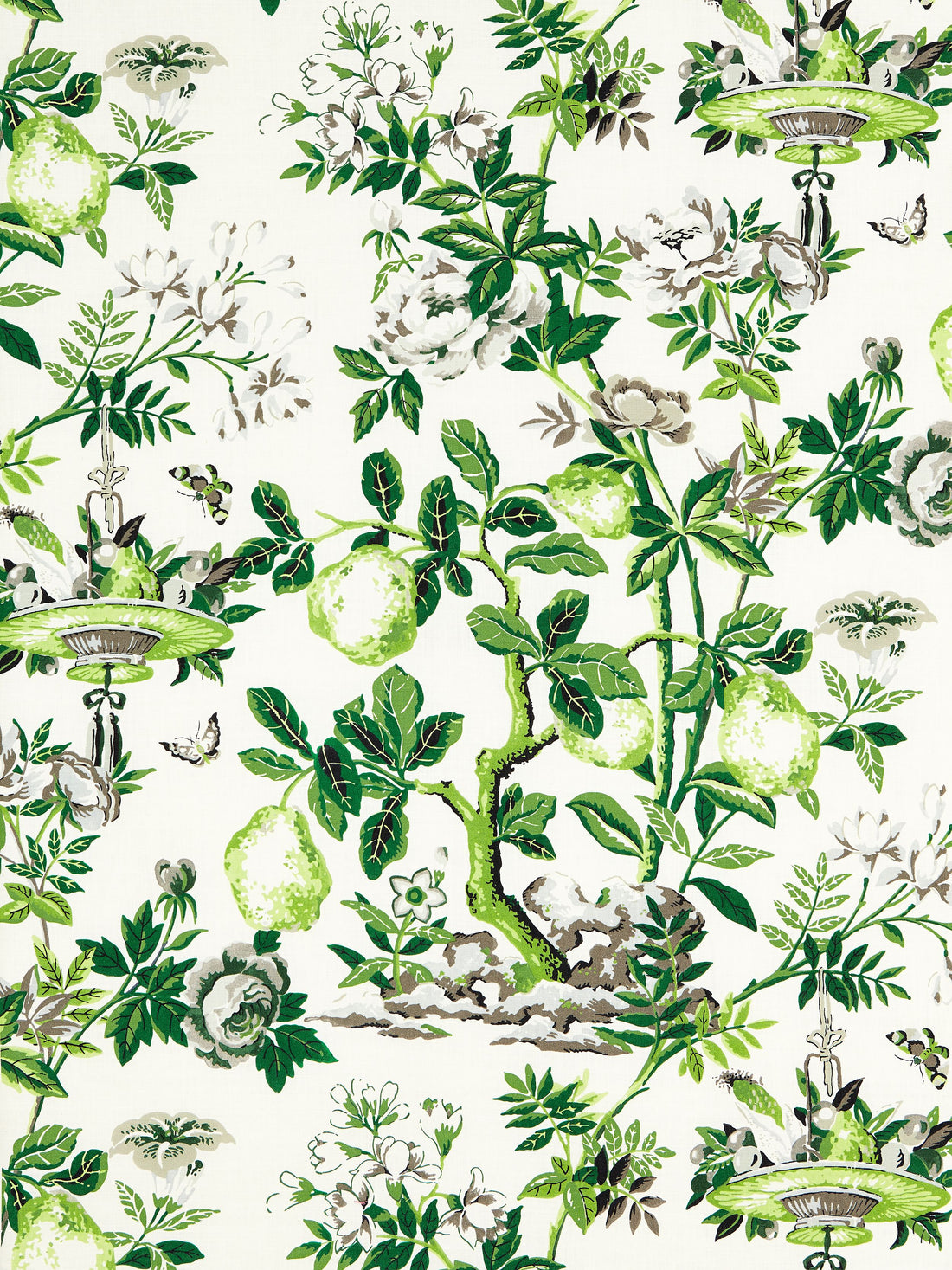Shantung Garden Cotton Print fabric in verdance color - pattern number SC 000316583 - by Scalamandre in the Scalamandre Fabrics Book 1 collection