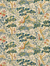 Kelmescott Hand Block Print fabric in peacock on sand color - pattern number SC 000316590 - by Scalamandre in the Scalamandre Fabrics Book 1 collection