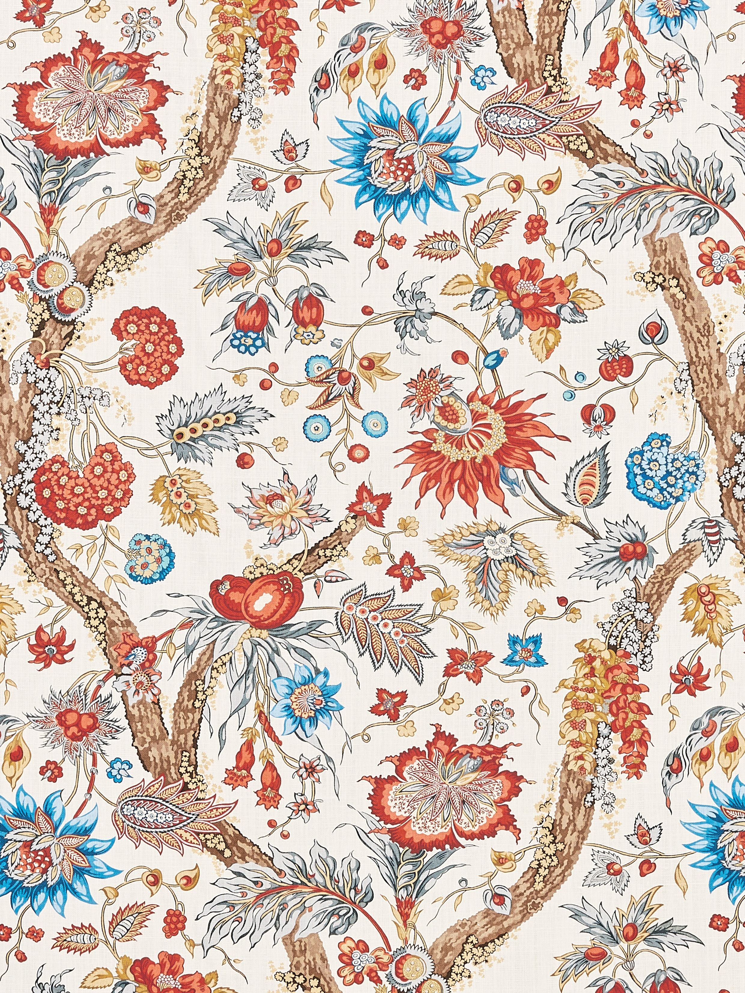 Fleurs Tropicales fabric in autumn multi color - pattern number SC 000316647 - by Scalamandre in the Scalamandre Fabrics Book 1 collection