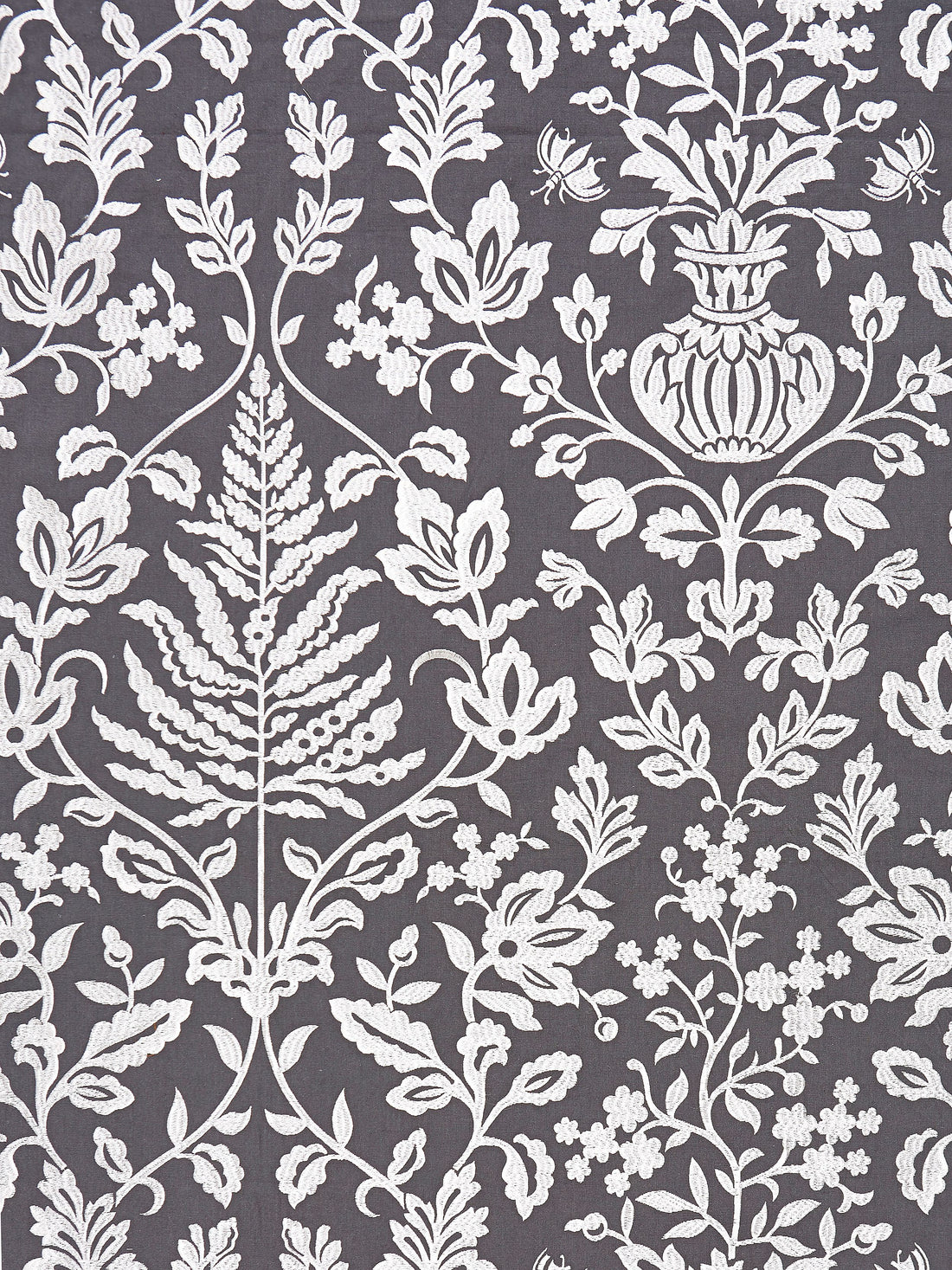 Shalimar Embroidery fabric in charcoal color - pattern number SC 000327032 - by Scalamandre in the Scalamandre Fabrics Book 1 collection