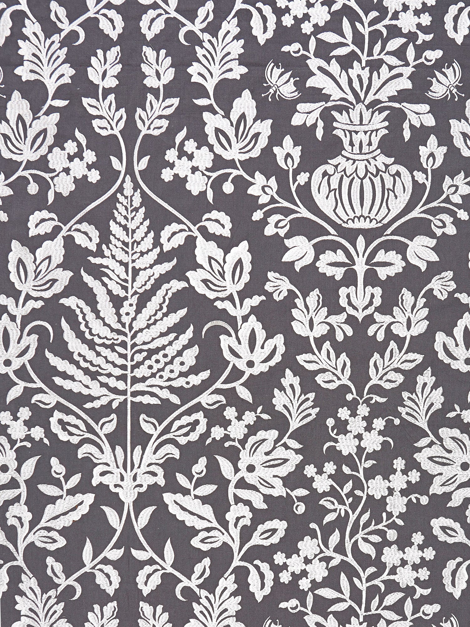 Shalimar Embroidery fabric in charcoal color - pattern number SC 000327032 - by Scalamandre in the Scalamandre Fabrics Book 1 collection