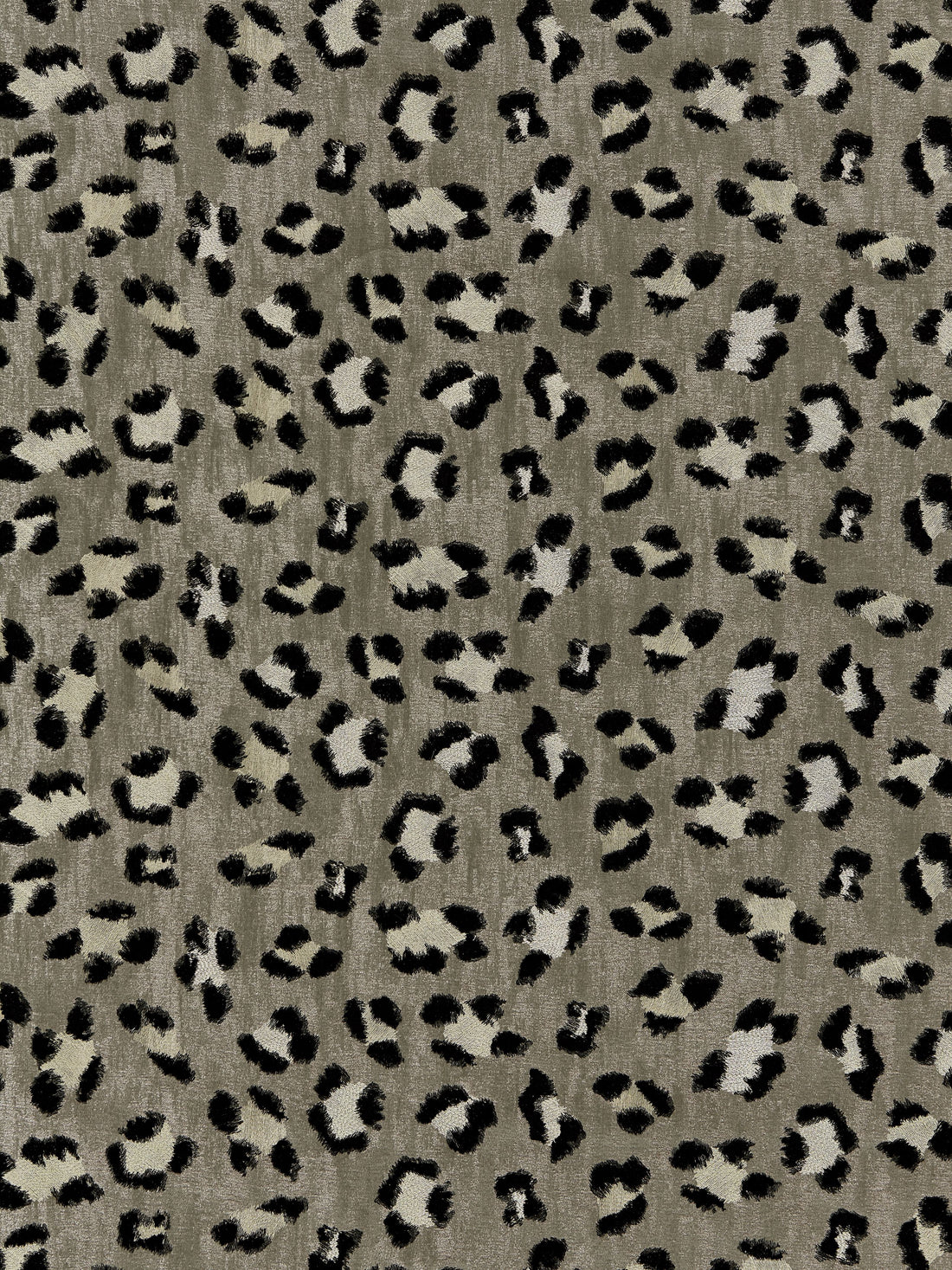 Broderie Leopard fabric in ebony on silver color - pattern number SC 000327075 - by Scalamandre in the Scalamandre Fabrics Book 1 collection