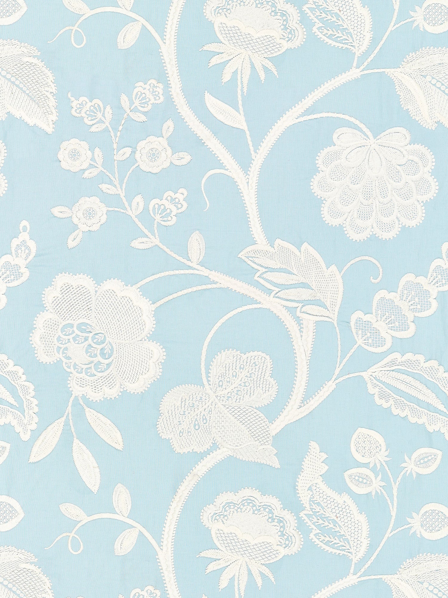 Kensington Embroidery fabric in sky color - pattern number SC 000327151 - by Scalamandre in the Scalamandre Fabrics Book 1 collection