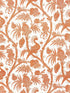 Balinese Peacock Linen Print fabric in mandarin color - pattern number SC 000416575 - by Scalamandre in the Scalamandre Fabrics Book 1 collection