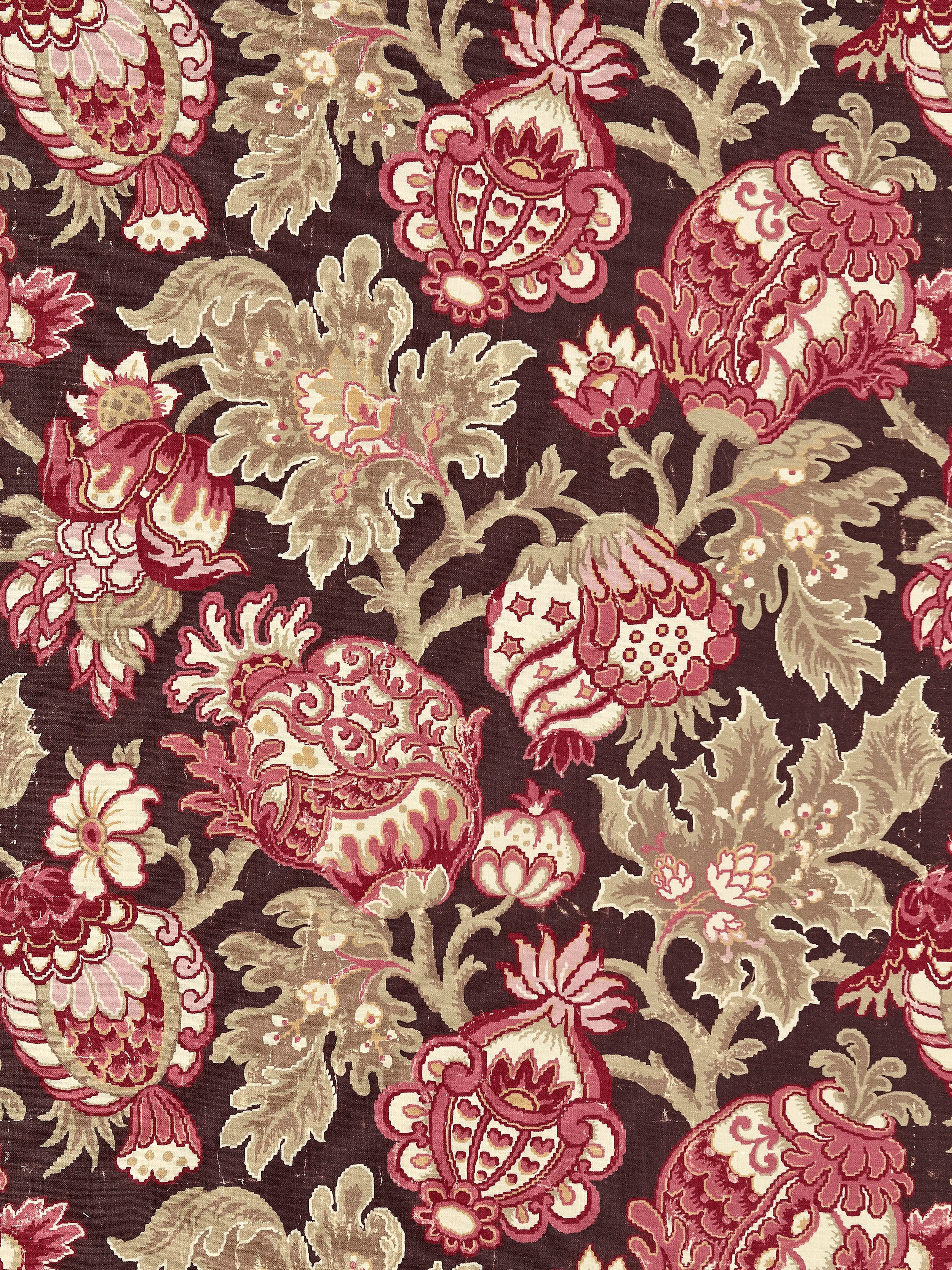 Canterbury Linen Print fabric in mulberry color - pattern number SC 000416593 - by Scalamandre in the Scalamandre Fabrics Book 1 collection