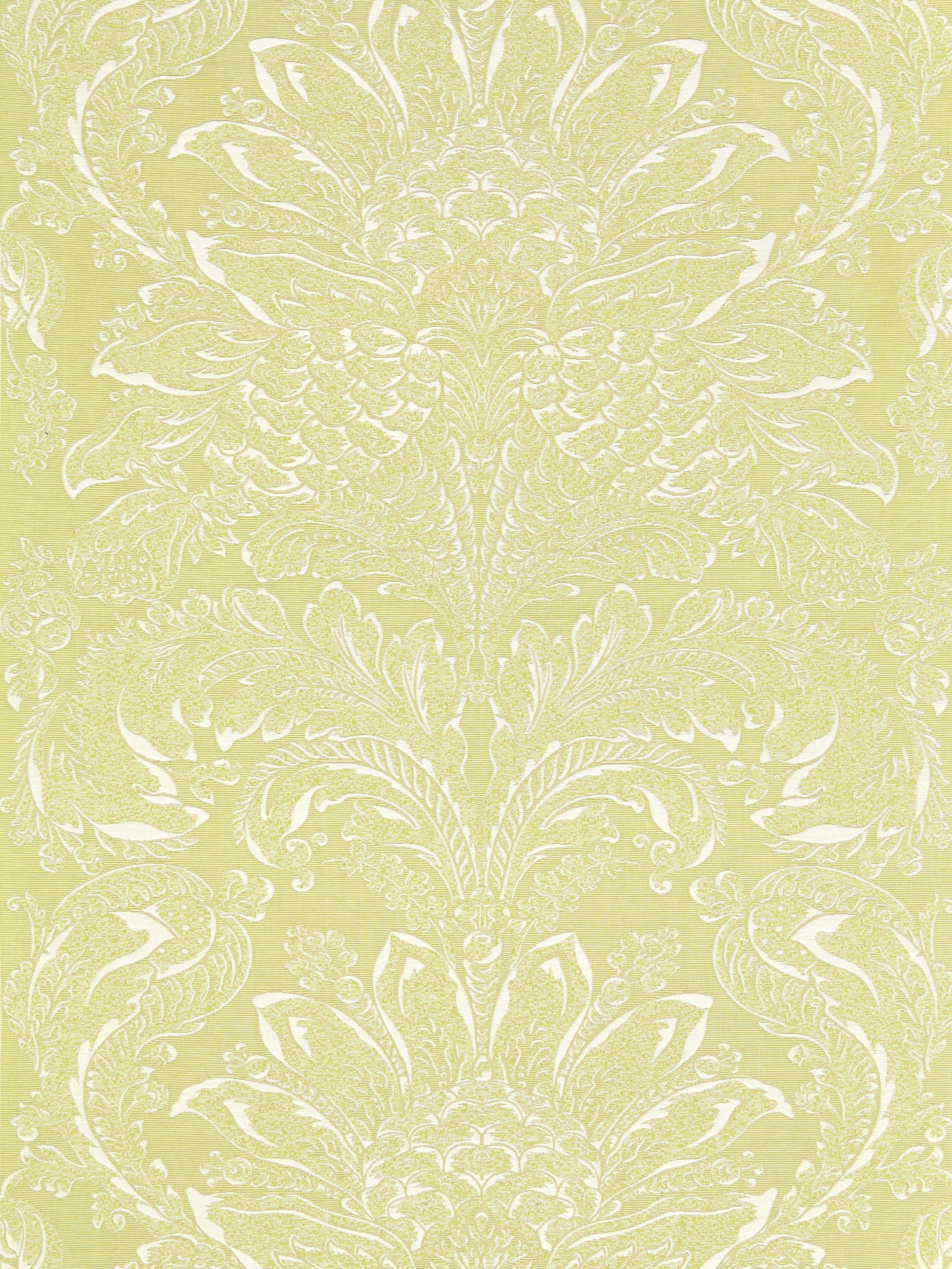 Carlotta Damask fabric in peridot color - pattern number SC000427081 - by Scalamandre in the Scalamandre Fabrics Book 2 collection