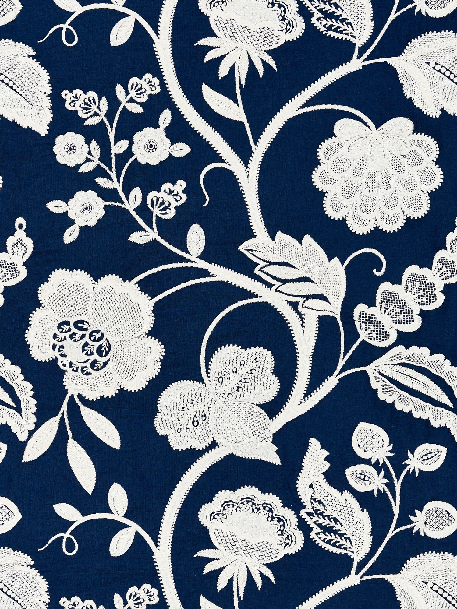 Kensington Embroidery fabric in navy color - pattern number SC000527151 - by Scalamandre in the Scalamandre Fabrics Book 2 collection