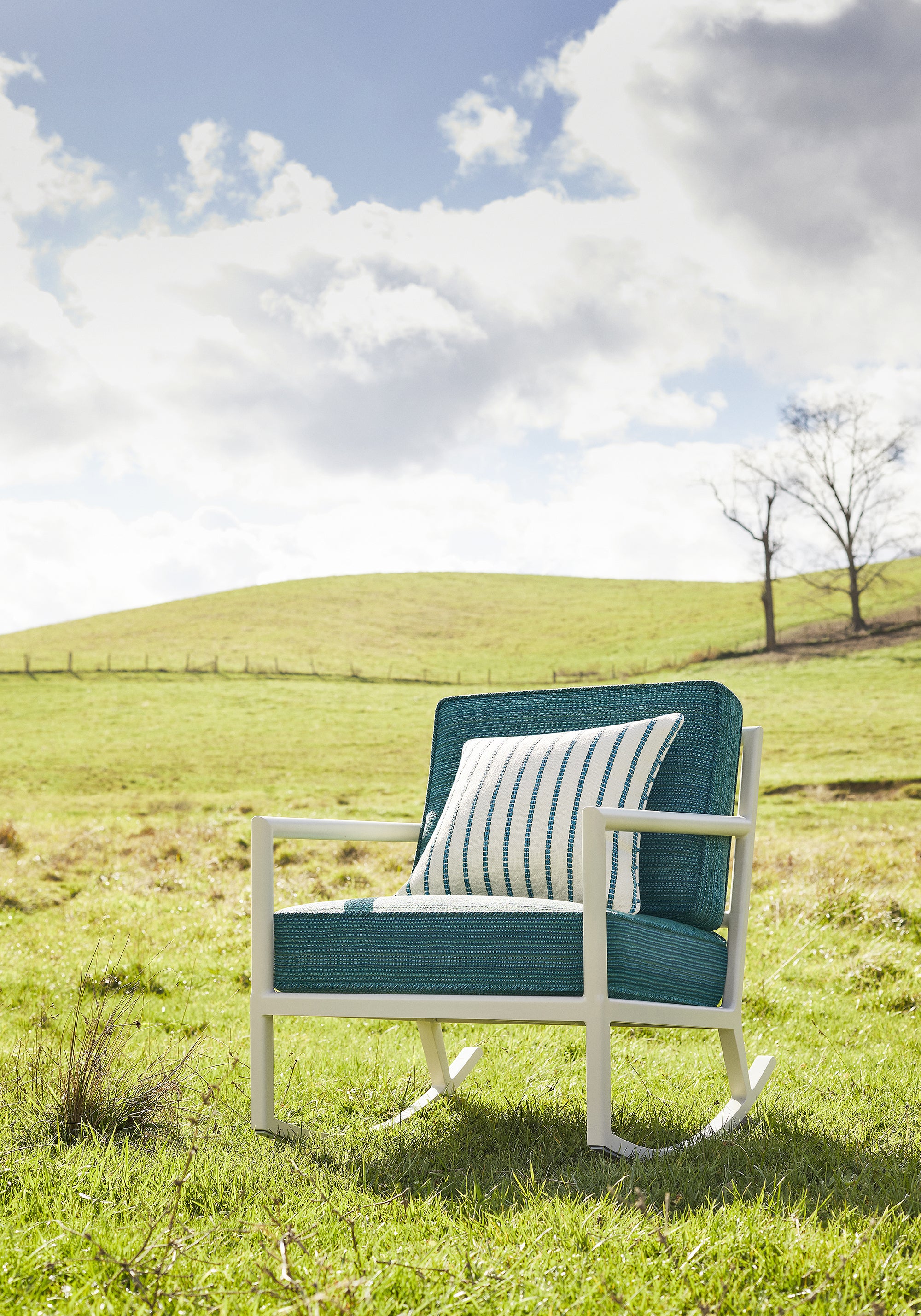 Outdoor chair upholstered in Thibaut&