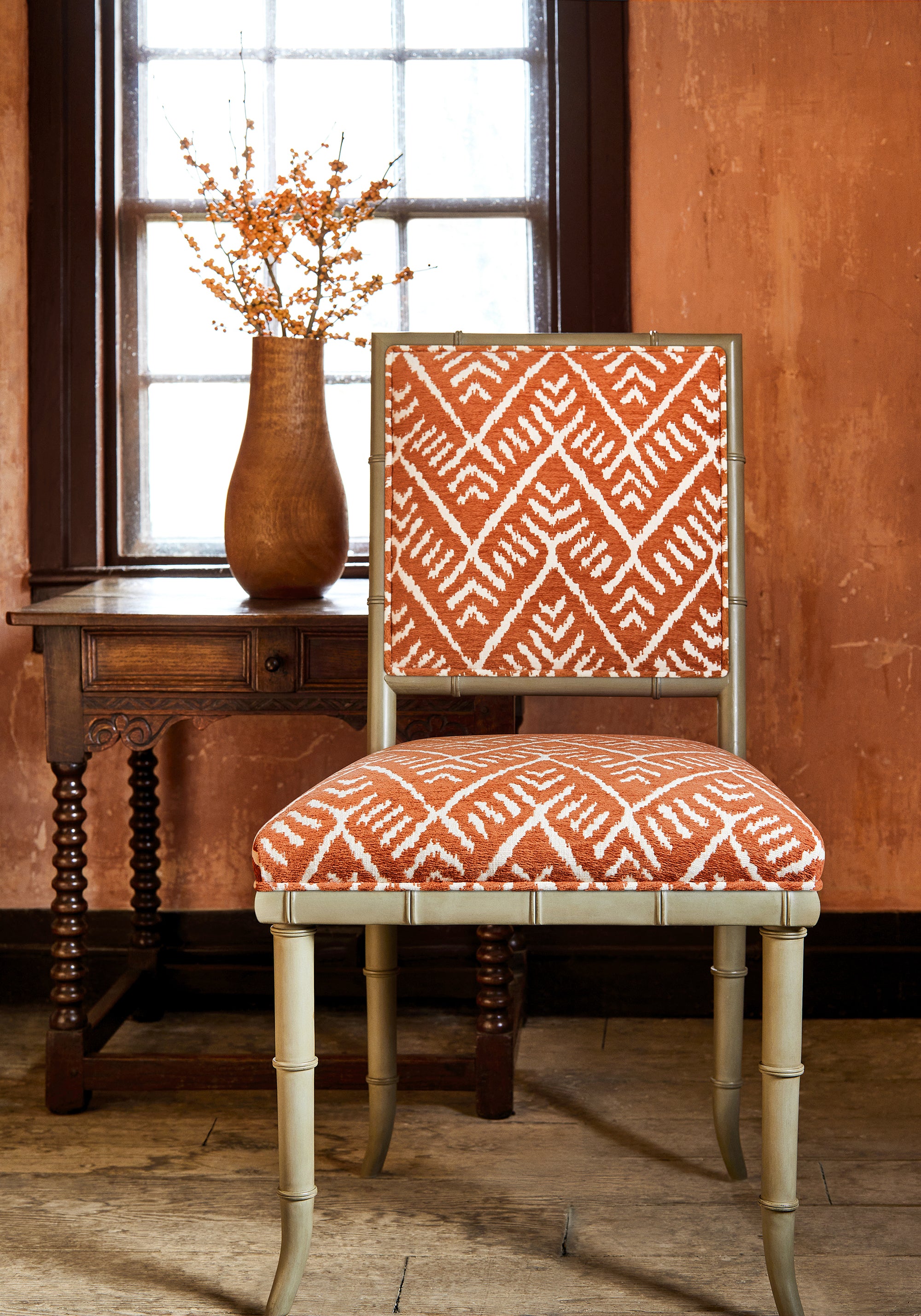 Darien Dining Chair upholstered in Thibaut&