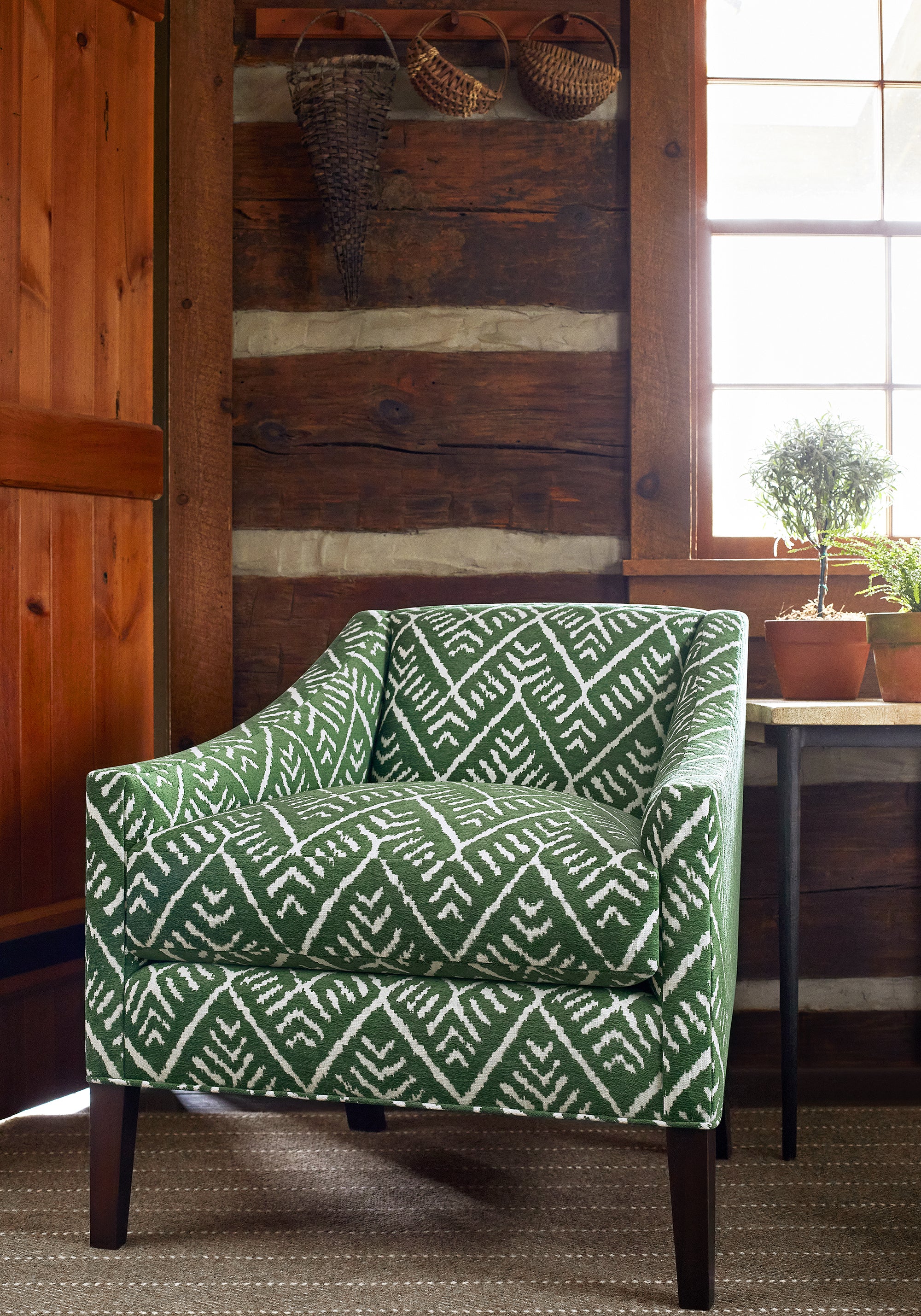 Grayson Chair upholstered in Thibaut&