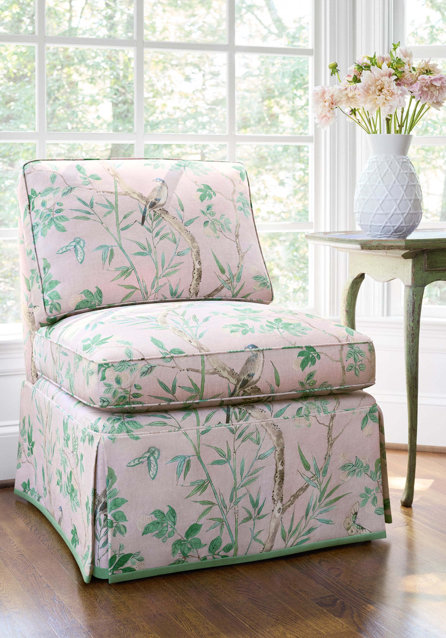 Mayfair Skirted Chair in Thibaut&