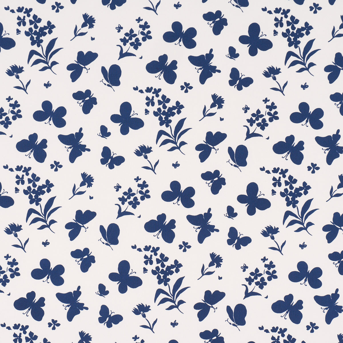 Butterflies fabric in navy color - pattern number TL400002 - by Schumacher in the Tillett collection