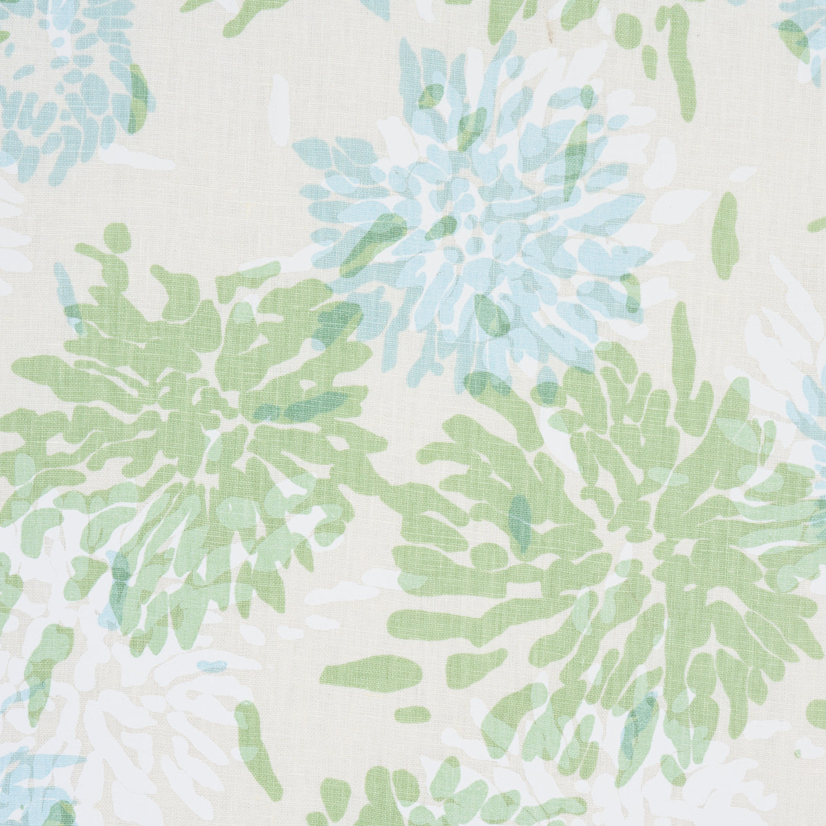 Chrysanthemum By Tillett fabric in green &amp; sky color - pattern number TL400012 - by Schumacher in the Tillett collection