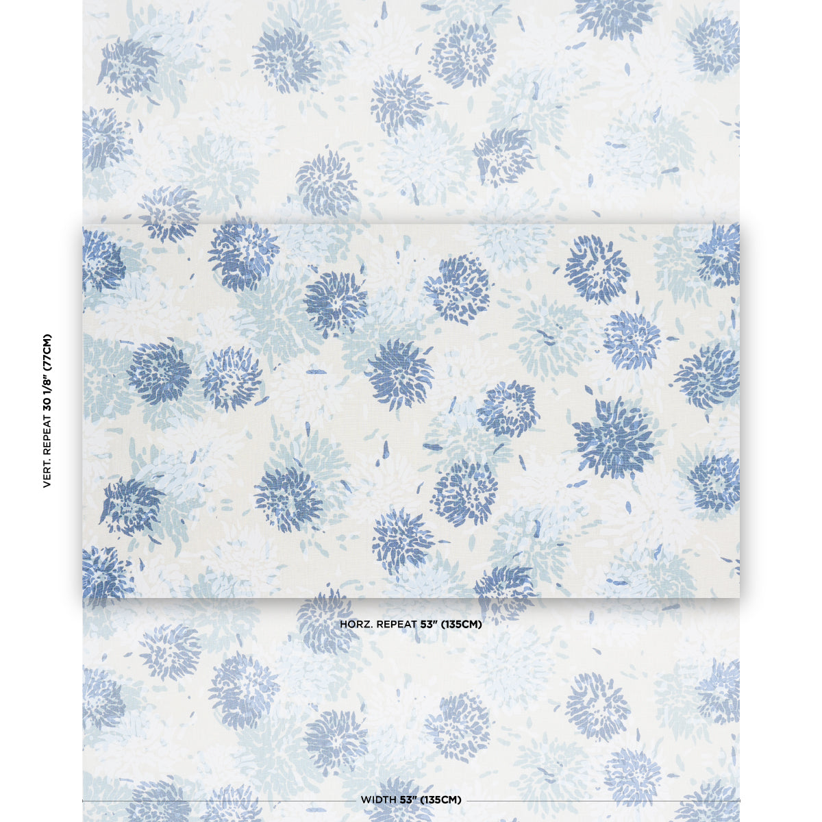Chrysanthemum By Tillett fabric in blues color - pattern number TL400013 - by Schumacher in the Tillett collection