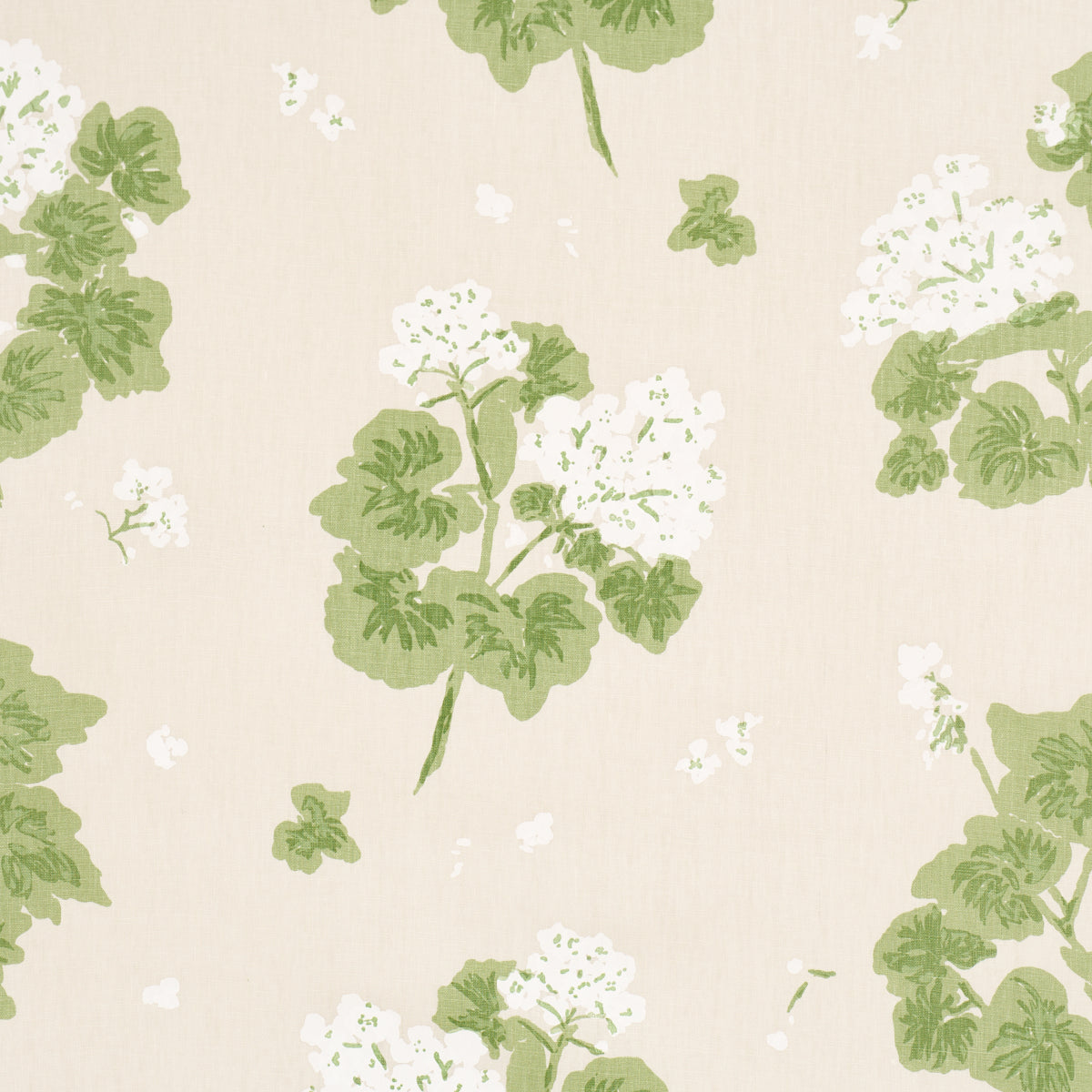 Geranium fabric in white on natural color - pattern number TL400020 - by Schumacher in the Tillett collection