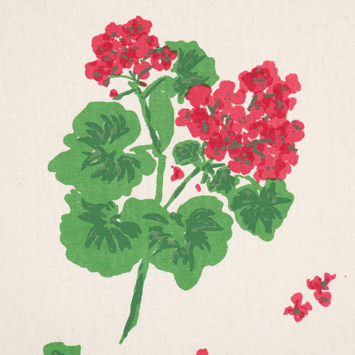 Geranium fabric in red on natural color - pattern number TL400021 - by Schumacher in the Tillett collection