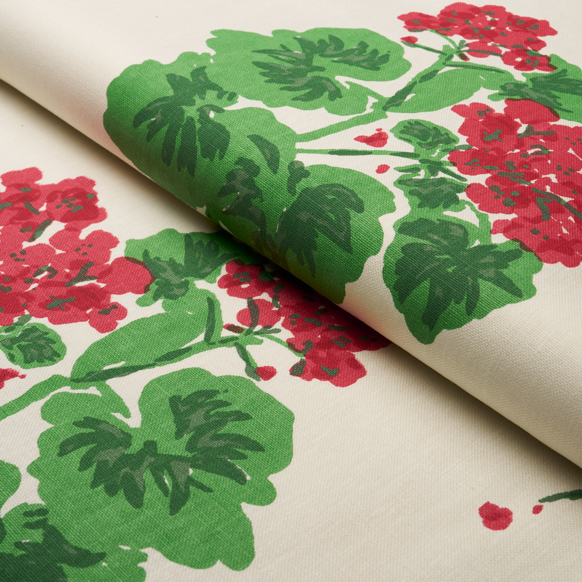 Geranium fabric in red on natural color - pattern number TL400021 - by Schumacher in the Tillett collection
